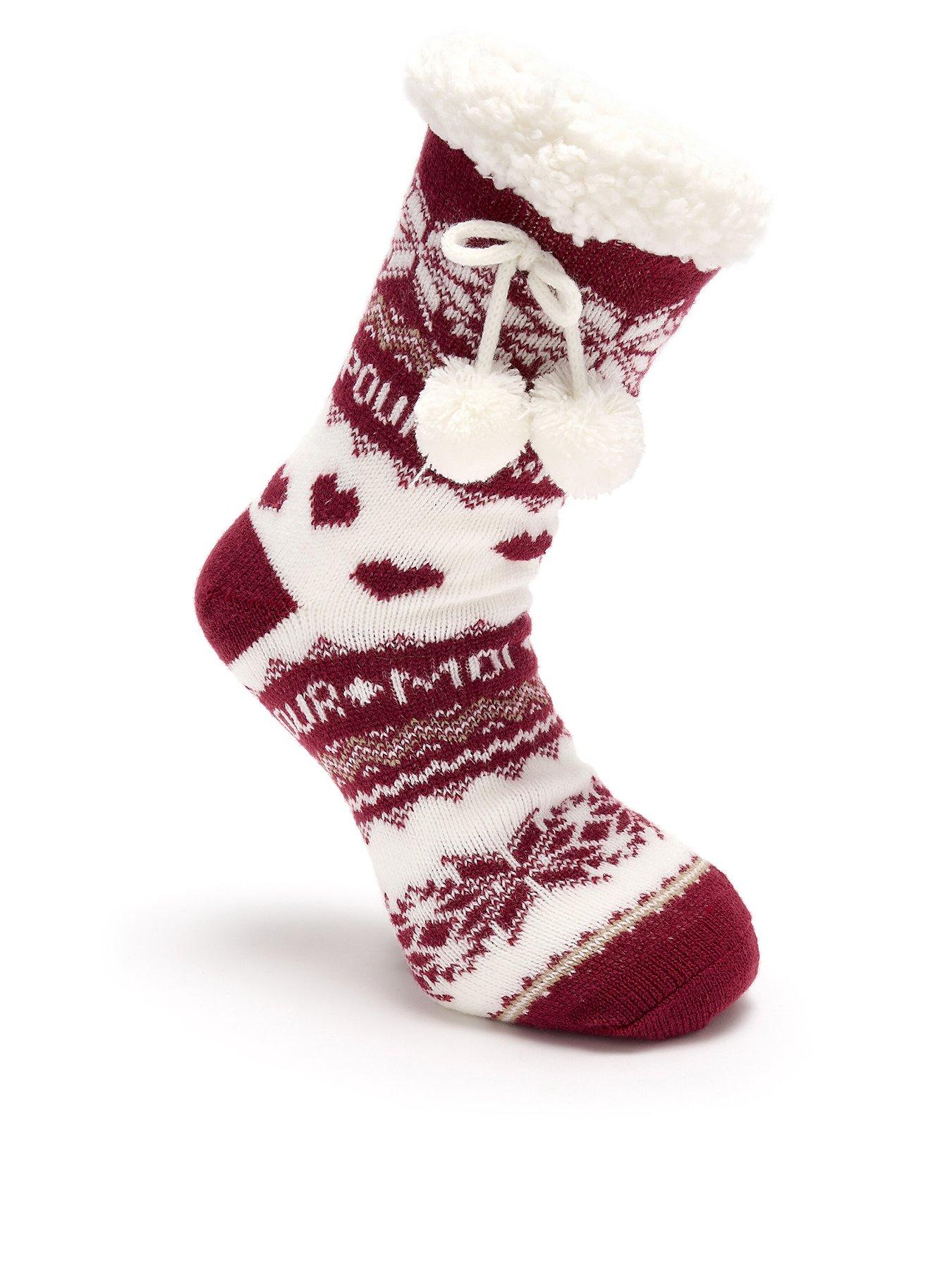 Pour Moi Cosy Fairisle Knit Lined Slipper Sock