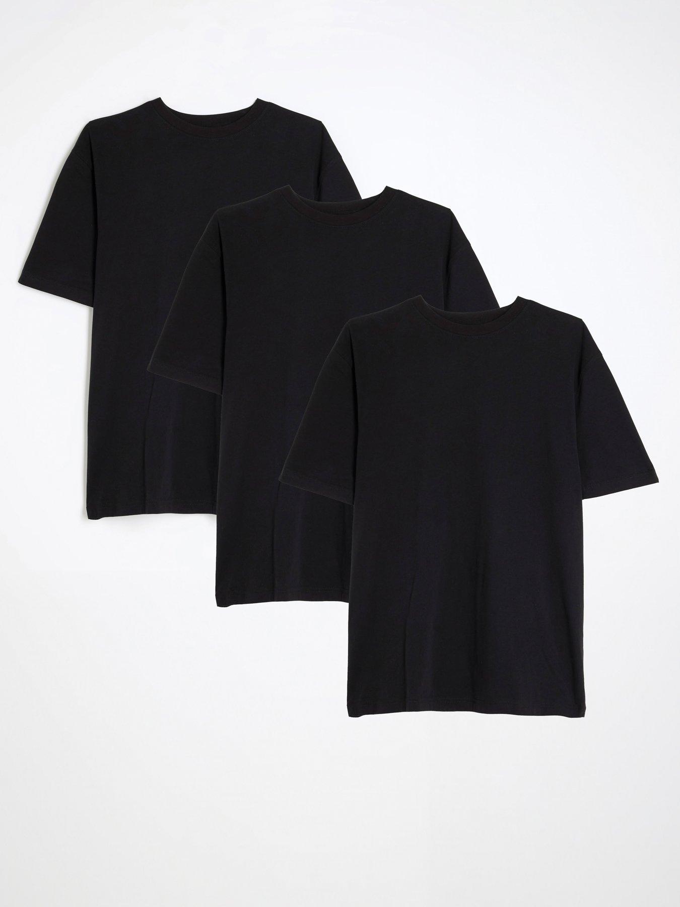 River Island Regular Fit Short Sleeve T-Shirts 3 Pack - Black