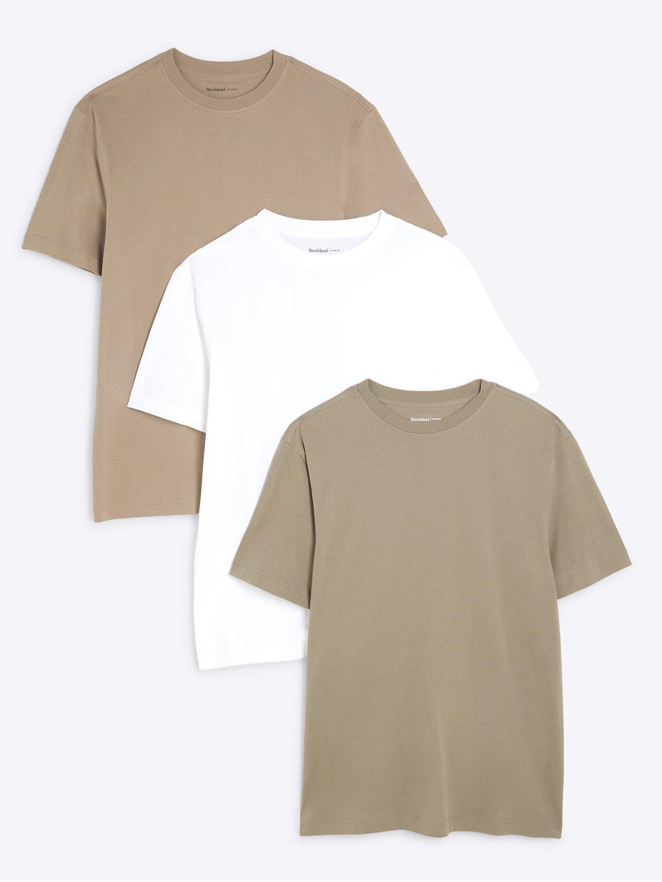 River Island 3 Pack of Slim Fit T-Shirts - Multi
