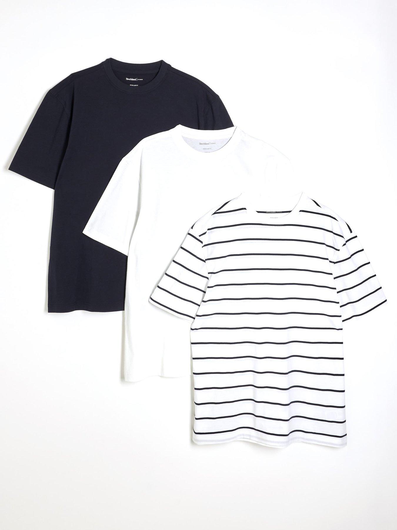  image of river-island-pack-of-3-stripe-t-shirt-multi
