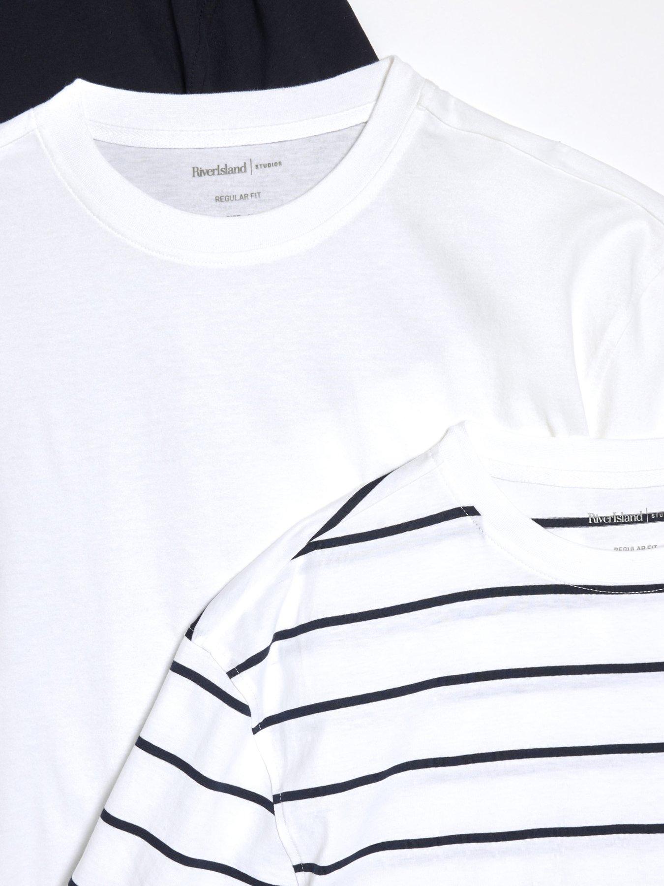  image of river-island-pack-of-3-stripe-t-shirt-multi