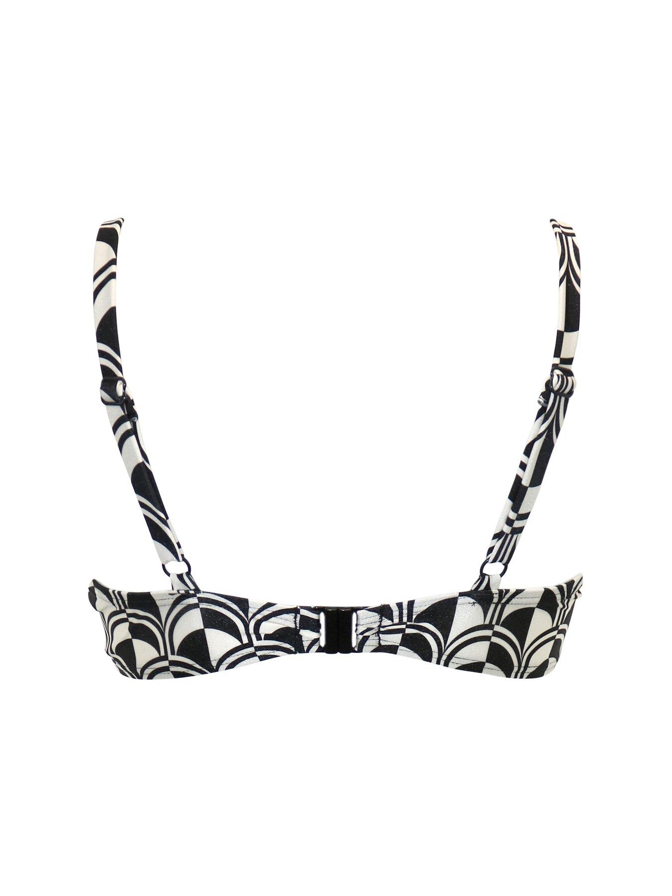  image of pour-moi-casablanca-lightly-padded-underwired-front-tie-top-blackwhite