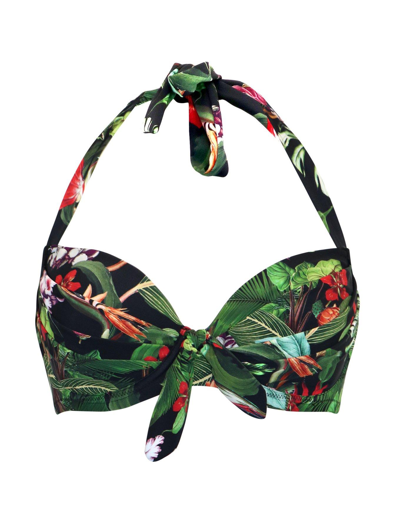  image of pour-moi-palermo-underwired-padded-halter-bikini-top-print