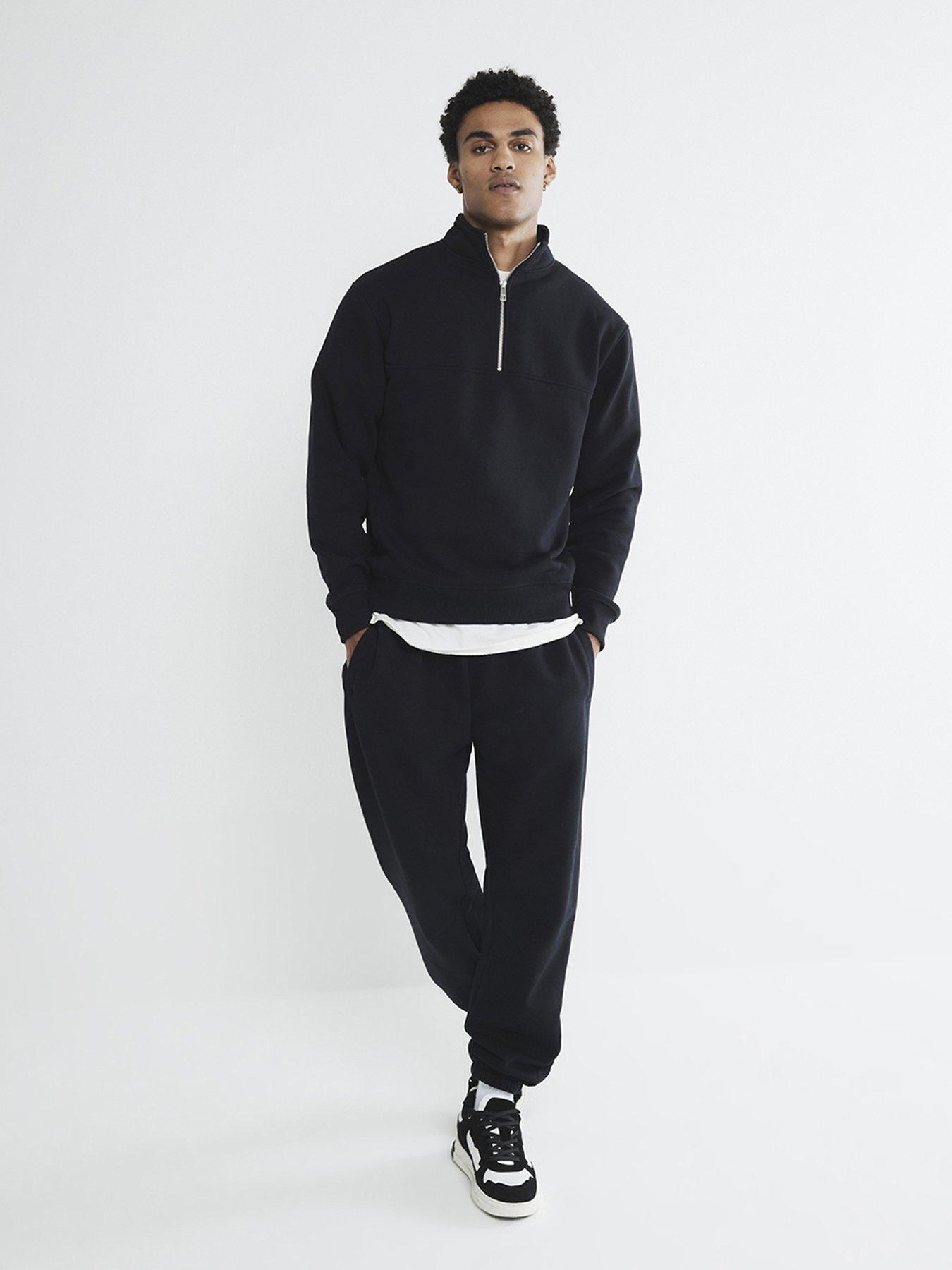 undefined Funnel Neck Sweatshirt  &  Joggers Set - Black