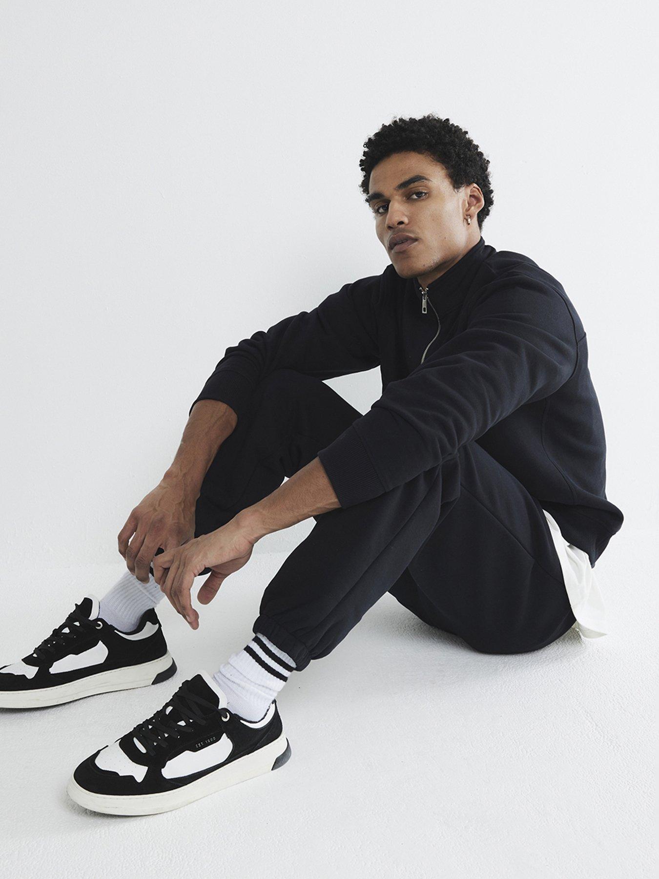 Image 3 of 5 of River Island Funnel Neck Sweatshirt &amp; Joggers Set - Black
