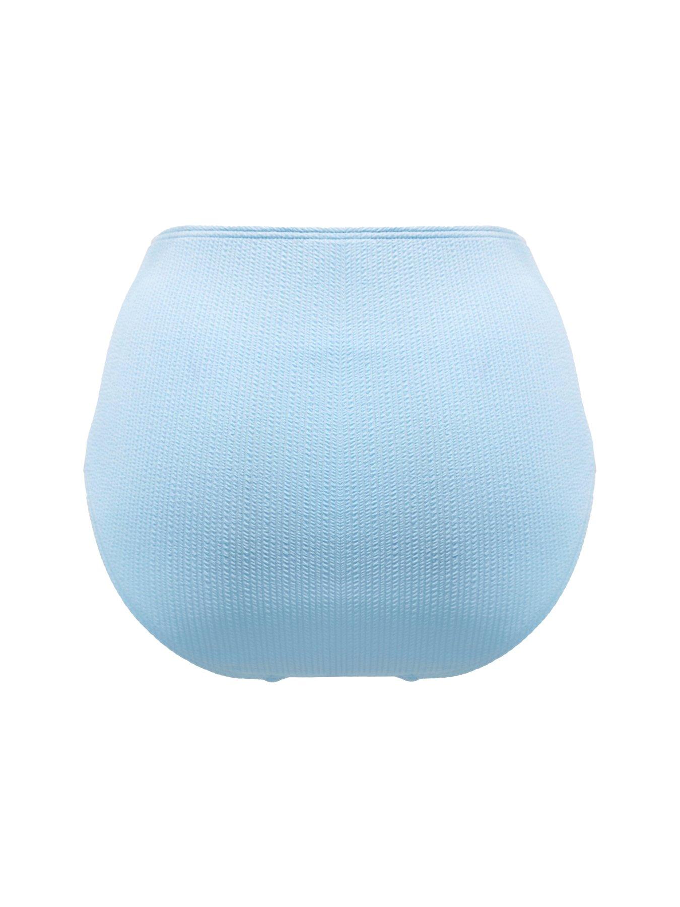Image 4 of 4 of Pour Moi Cali Ribbed Texture High-Waist Belted Control Brief - Light Blue