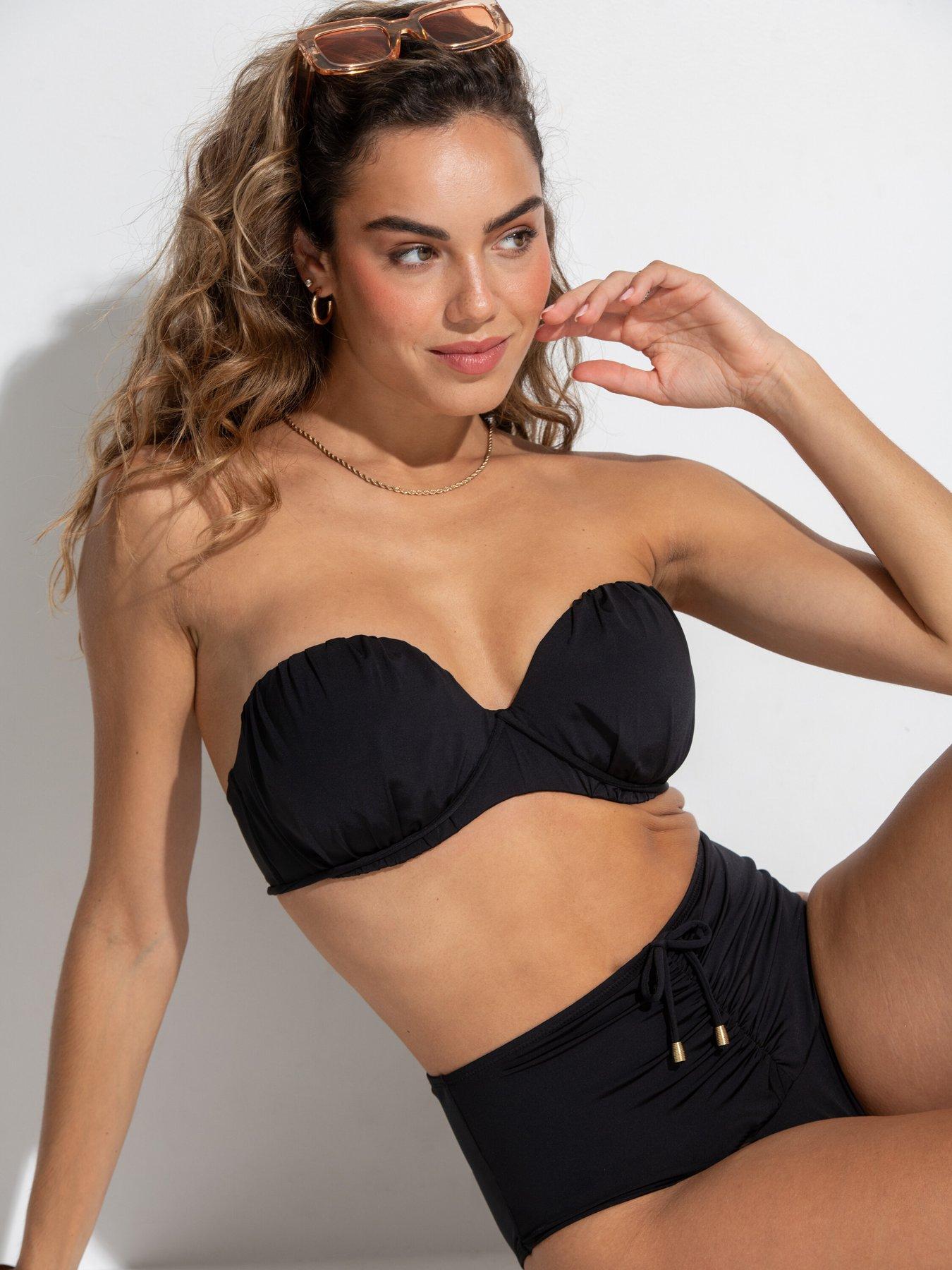 Image 2 of 4 of Pour Moi Santa Cruz Strapless Lightly Padded Underwired Bikini Top - Black