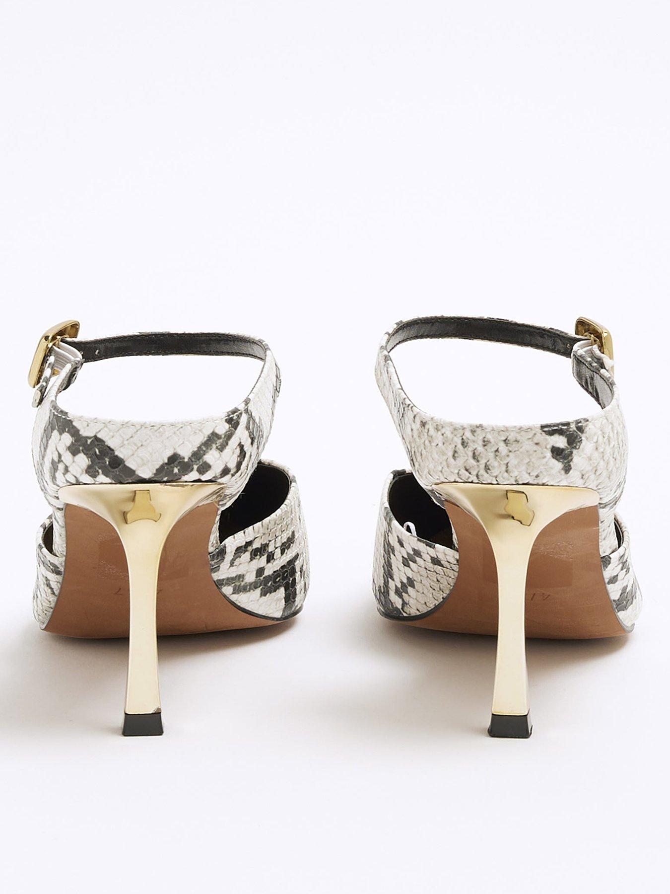 Image 3 of 5 of River Island Snake Print Pointed Court Shoes - Grey/Multi