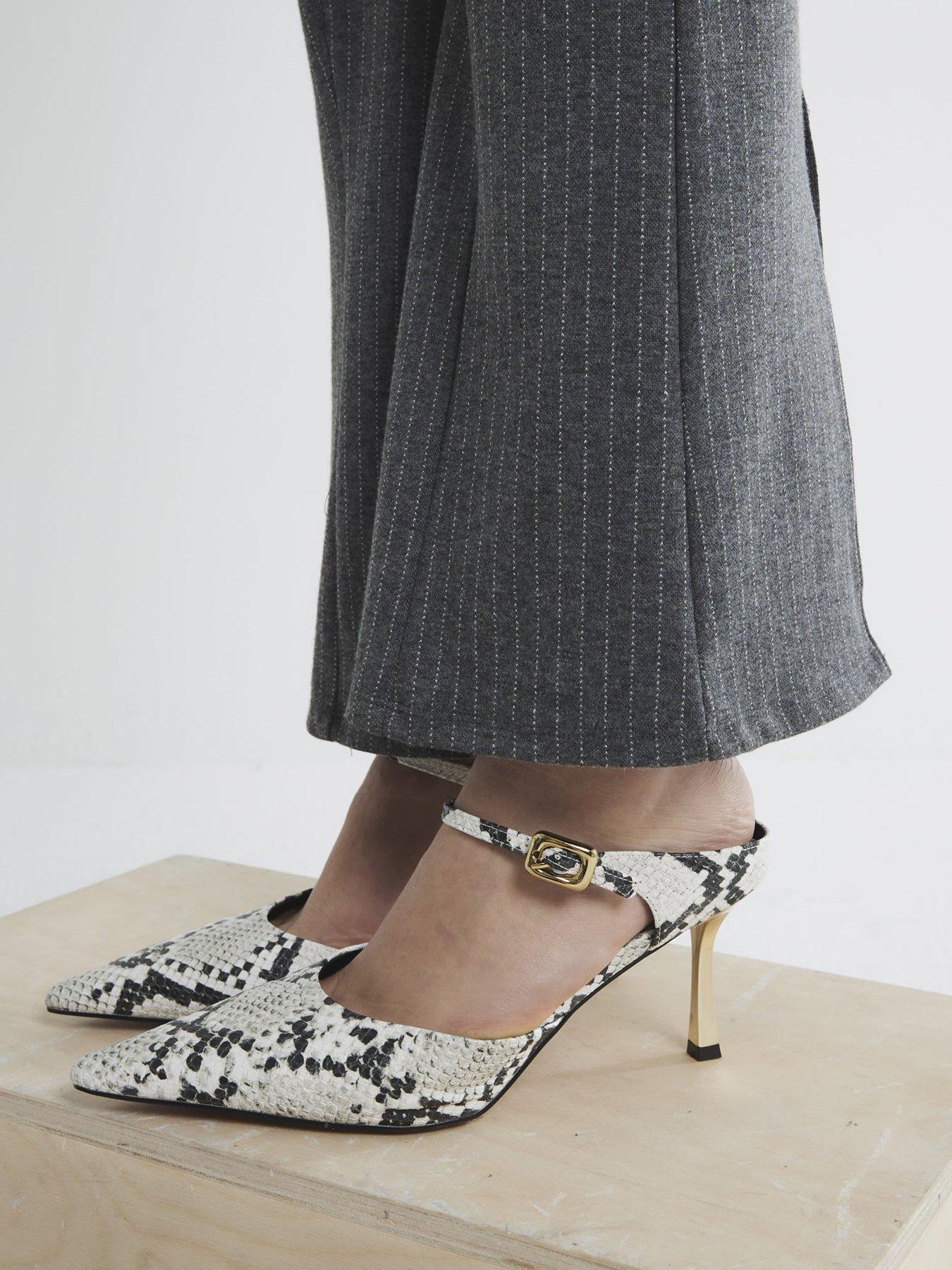 Image 5 of 5 of River Island Snake Print Pointed Court Shoes - Grey/Multi