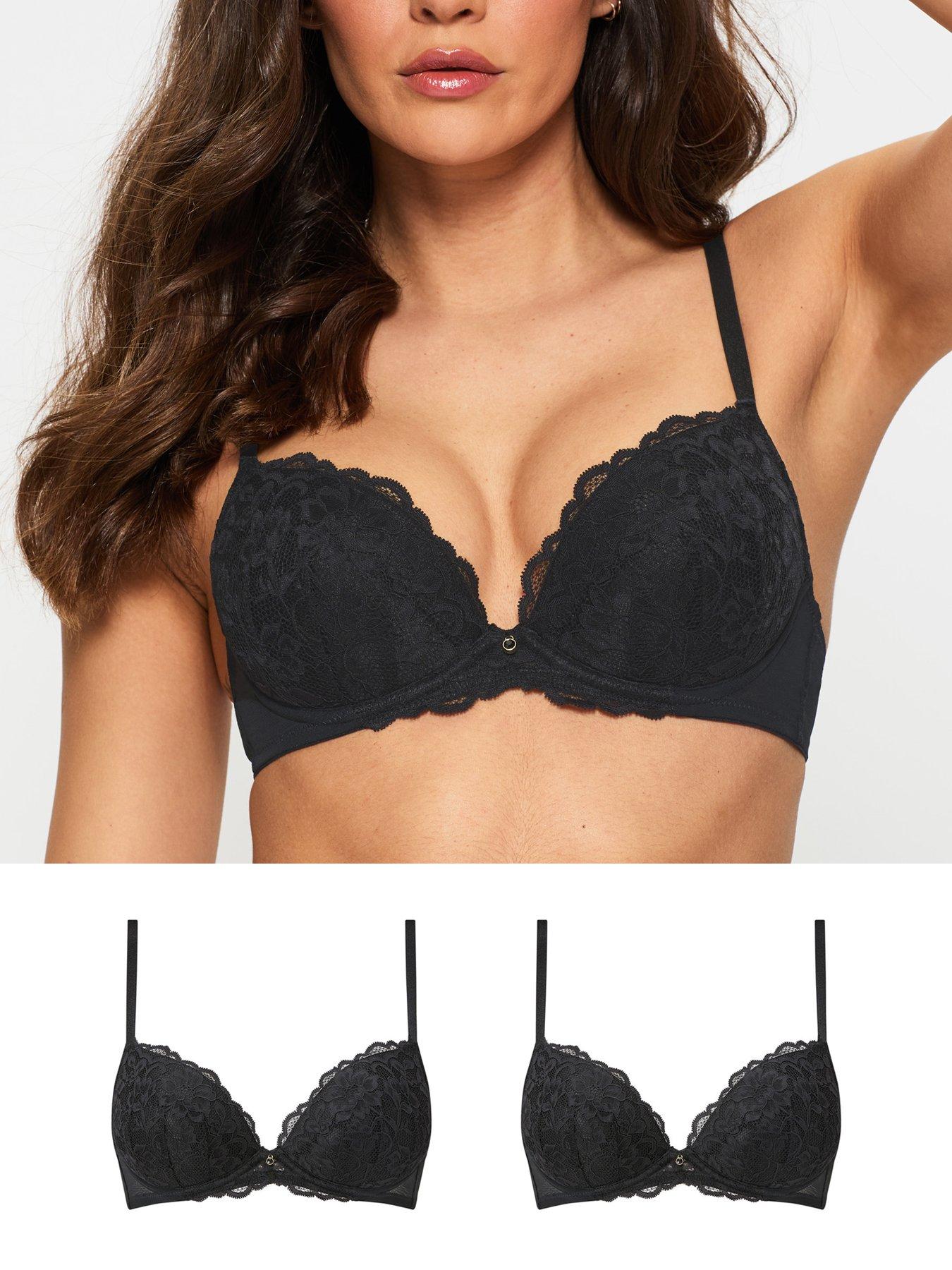  image of ann-summers-sexy-lace-padded-plunge-2pp-black-a-g-cup