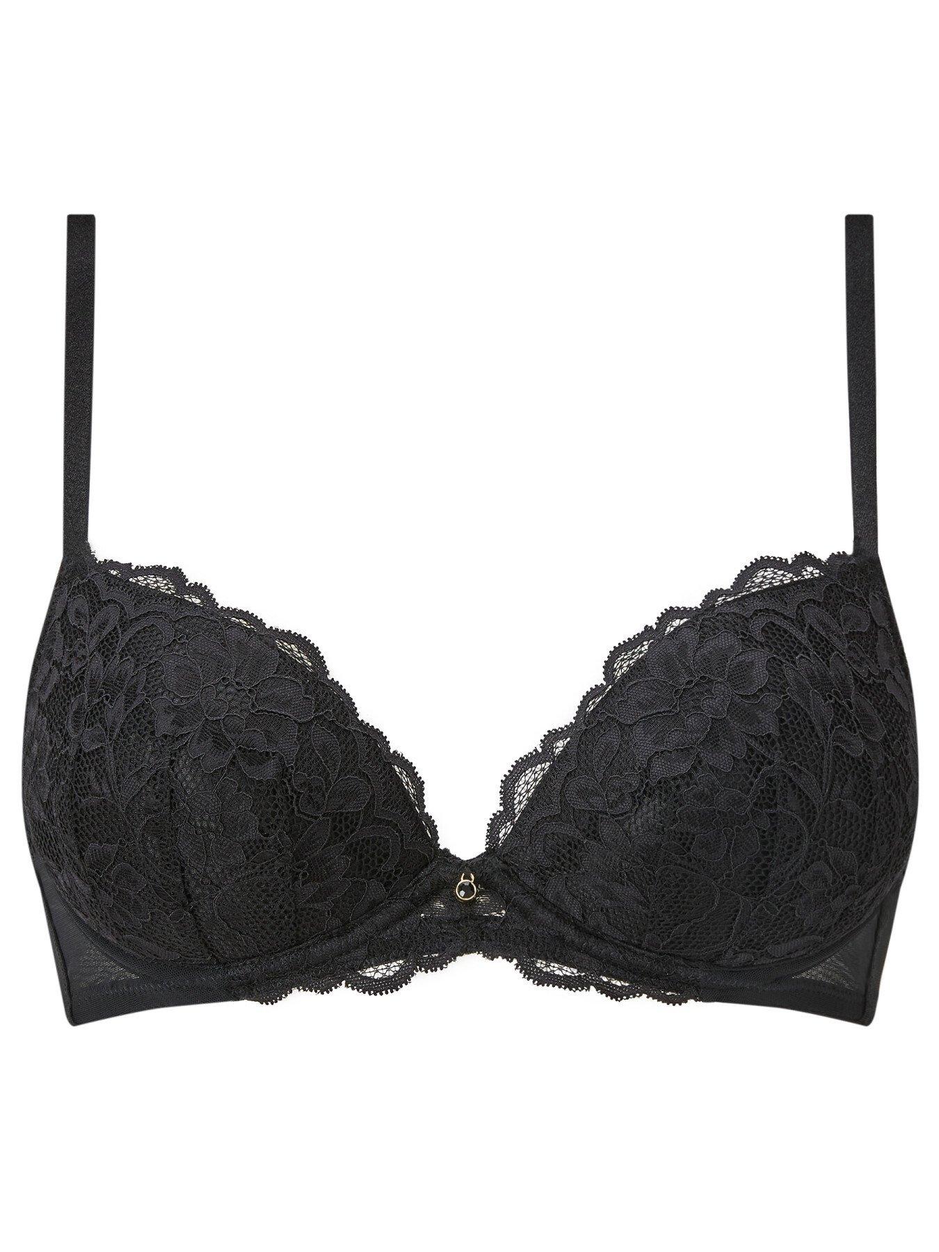  image of ann-summers-sexy-lace-padded-plunge-2pp-black-a-g-cup