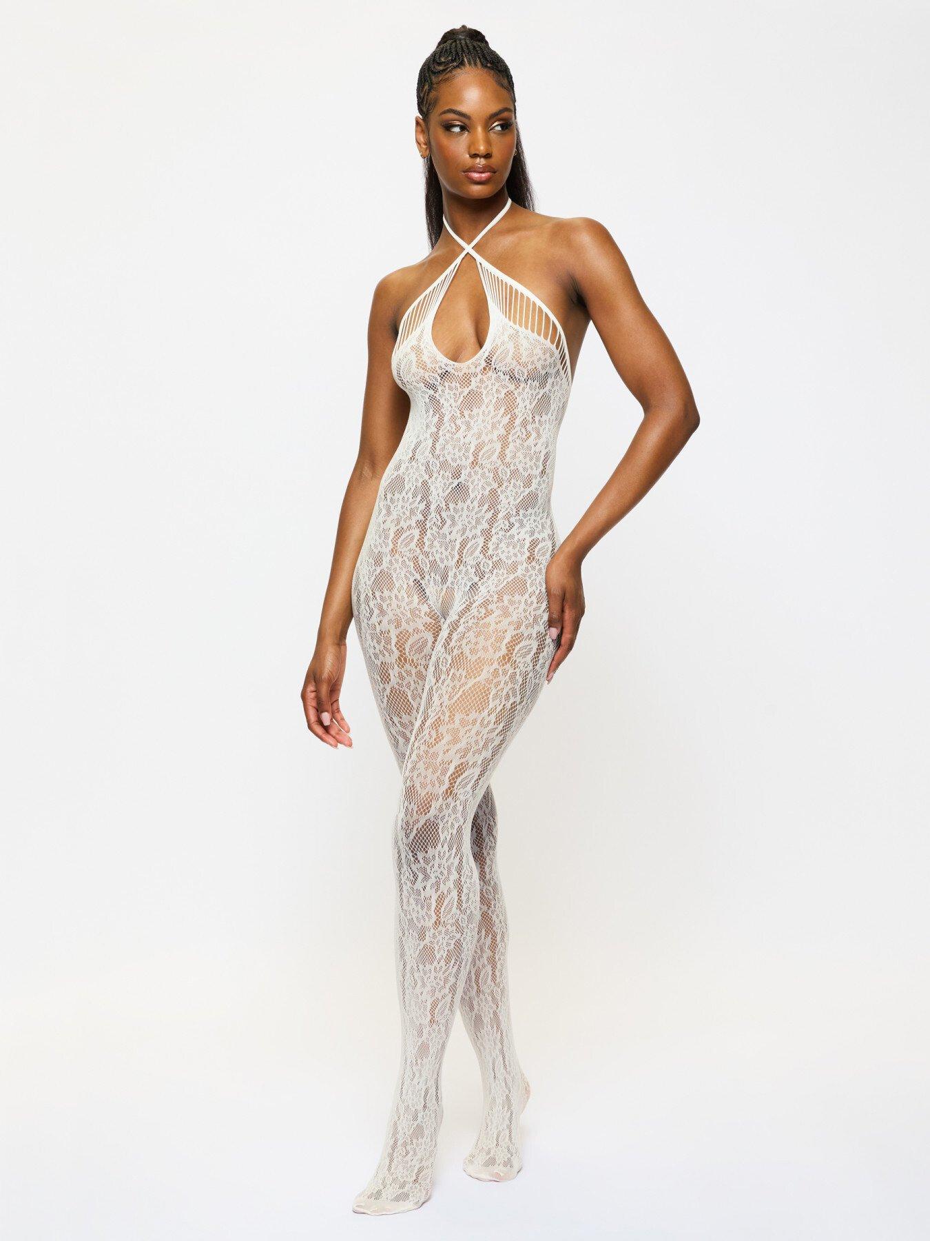 undefined Sexy Heartfelt Crotchless Bodystocking Ivory