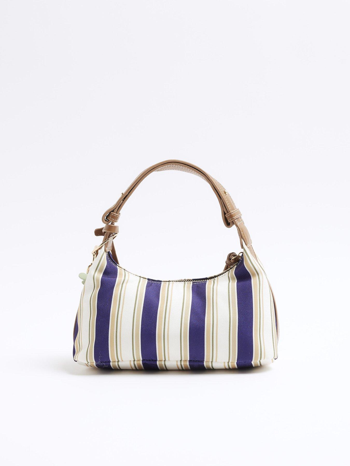  image of river-island-canvas-striped-charm-shoulder-bag