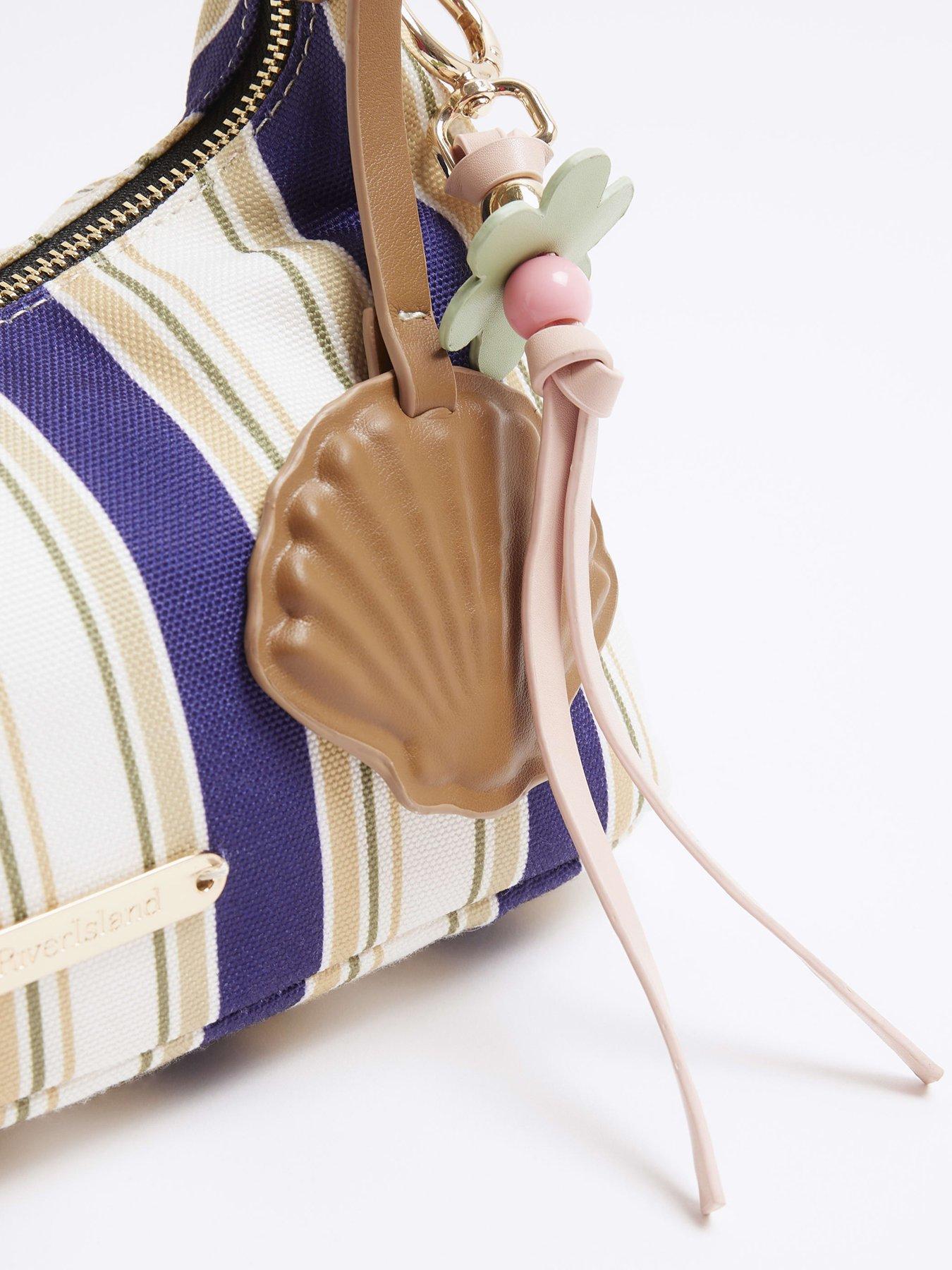  image of river-island-canvas-striped-charm-shoulder-bag