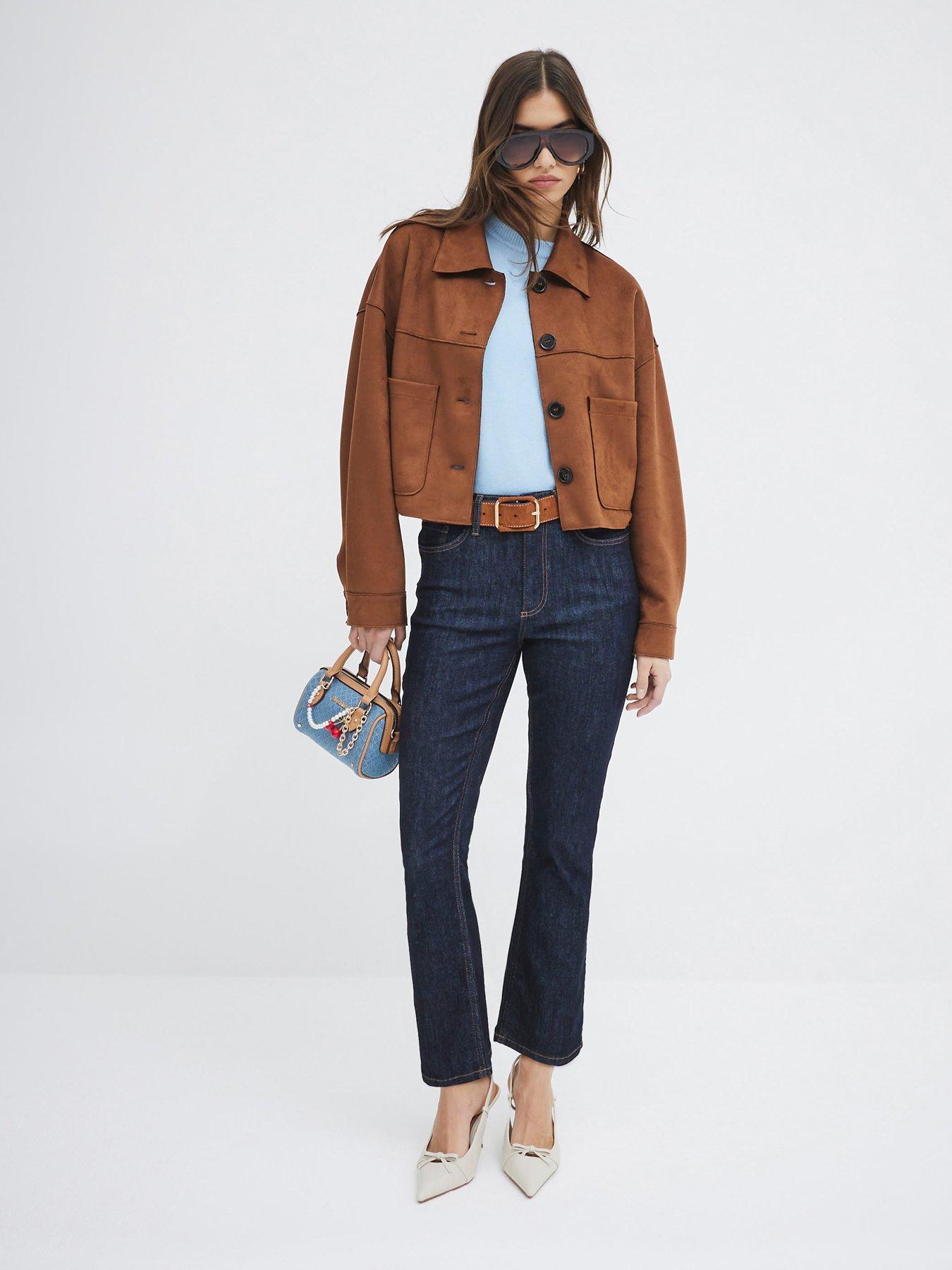 undefined Faux Suede Cropped Overshirt