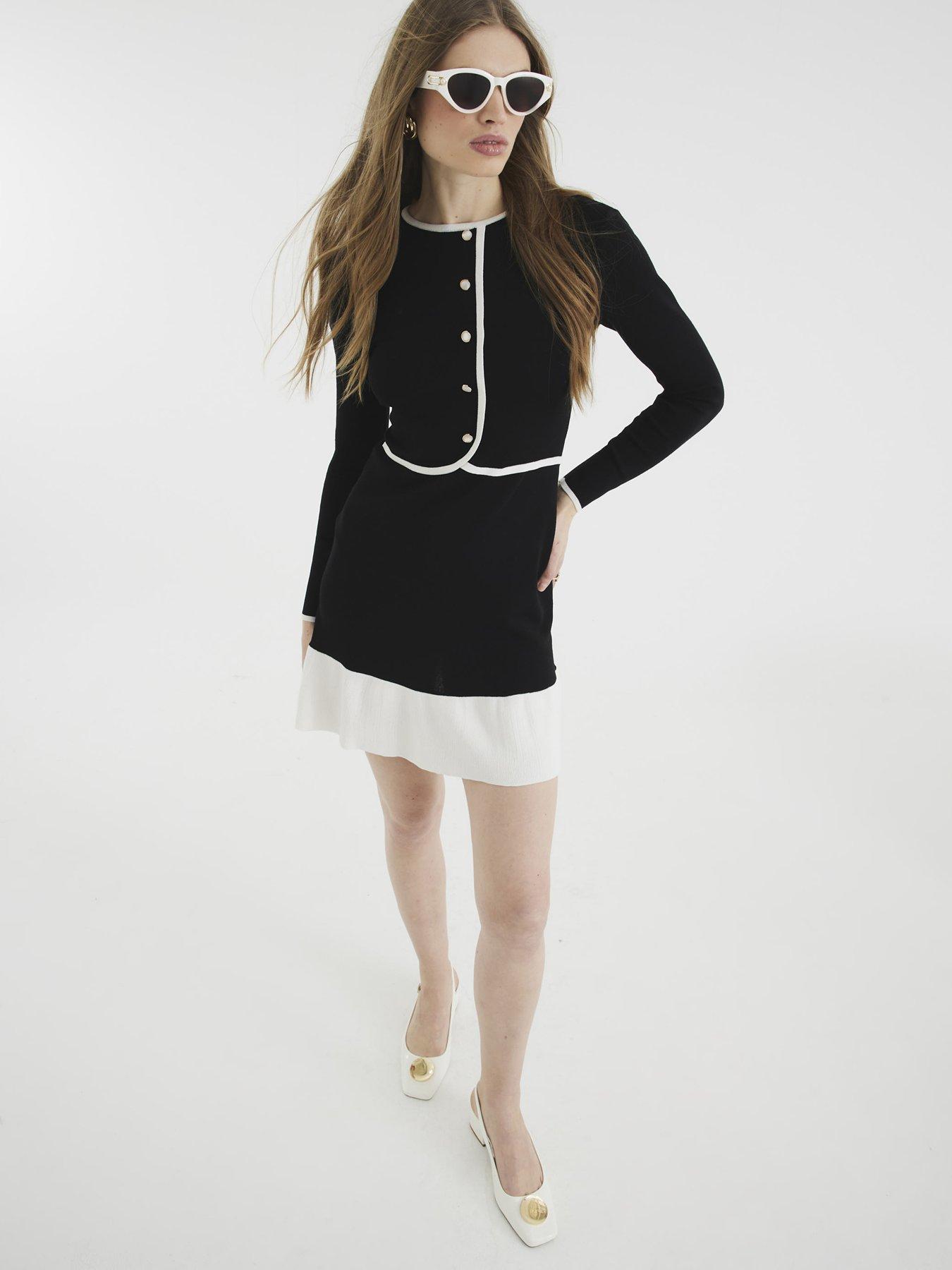 undefined Long Sleeve Knitted Mini Dress - Black