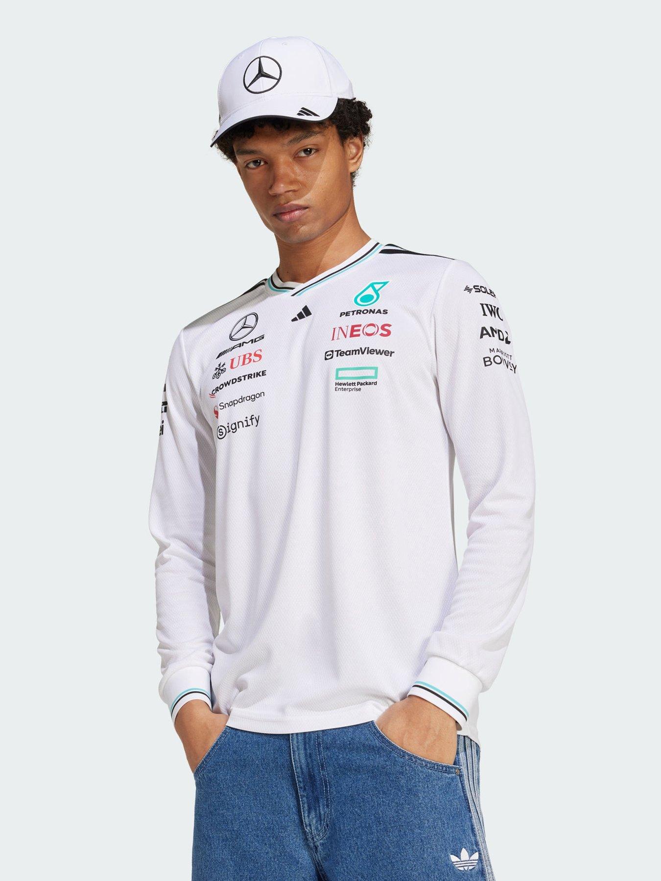  image of adidas-mercedes-amg-petronas-formula-one-team-driver-long-sleeve-white-authentic-jersey