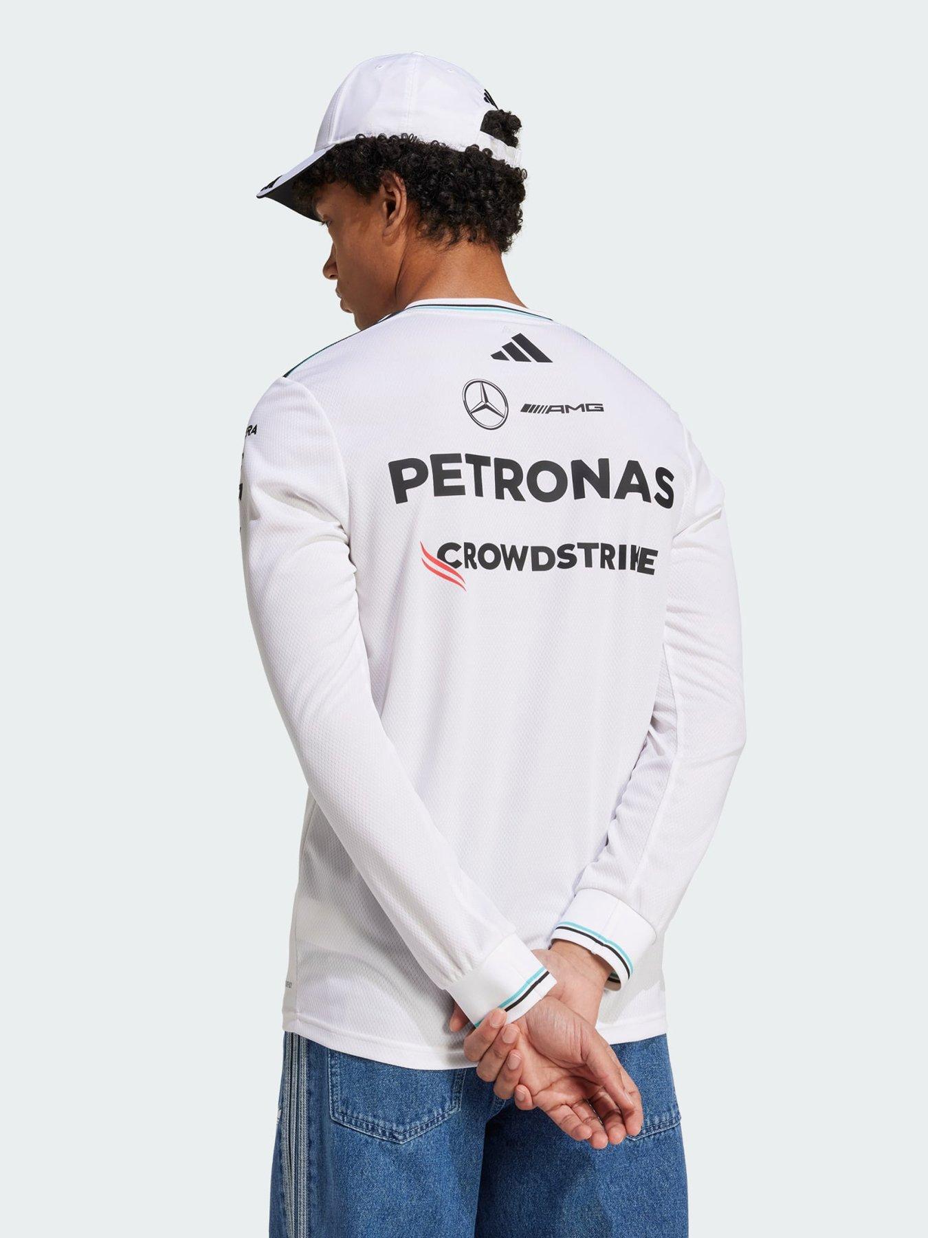  image of adidas-mercedes-amg-petronas-formula-one-team-driver-long-sleeve-white-authentic-jersey