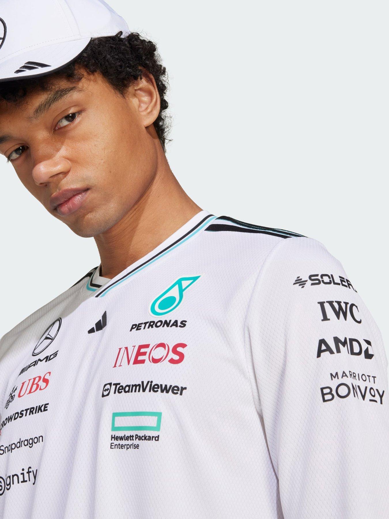  image of adidas-mercedes-amg-petronas-formula-one-team-driver-long-sleeve-white-authentic-jersey