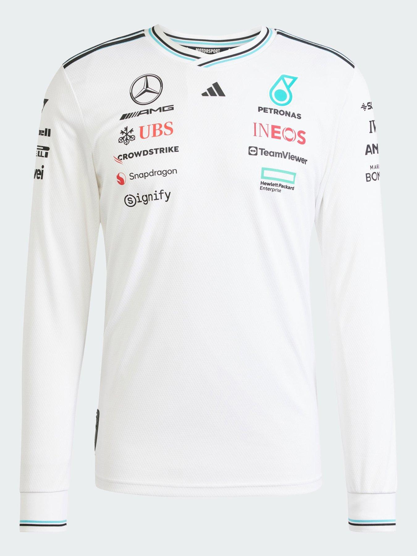  image of adidas-mercedes-amg-petronas-formula-one-team-driver-long-sleeve-white-authentic-jersey