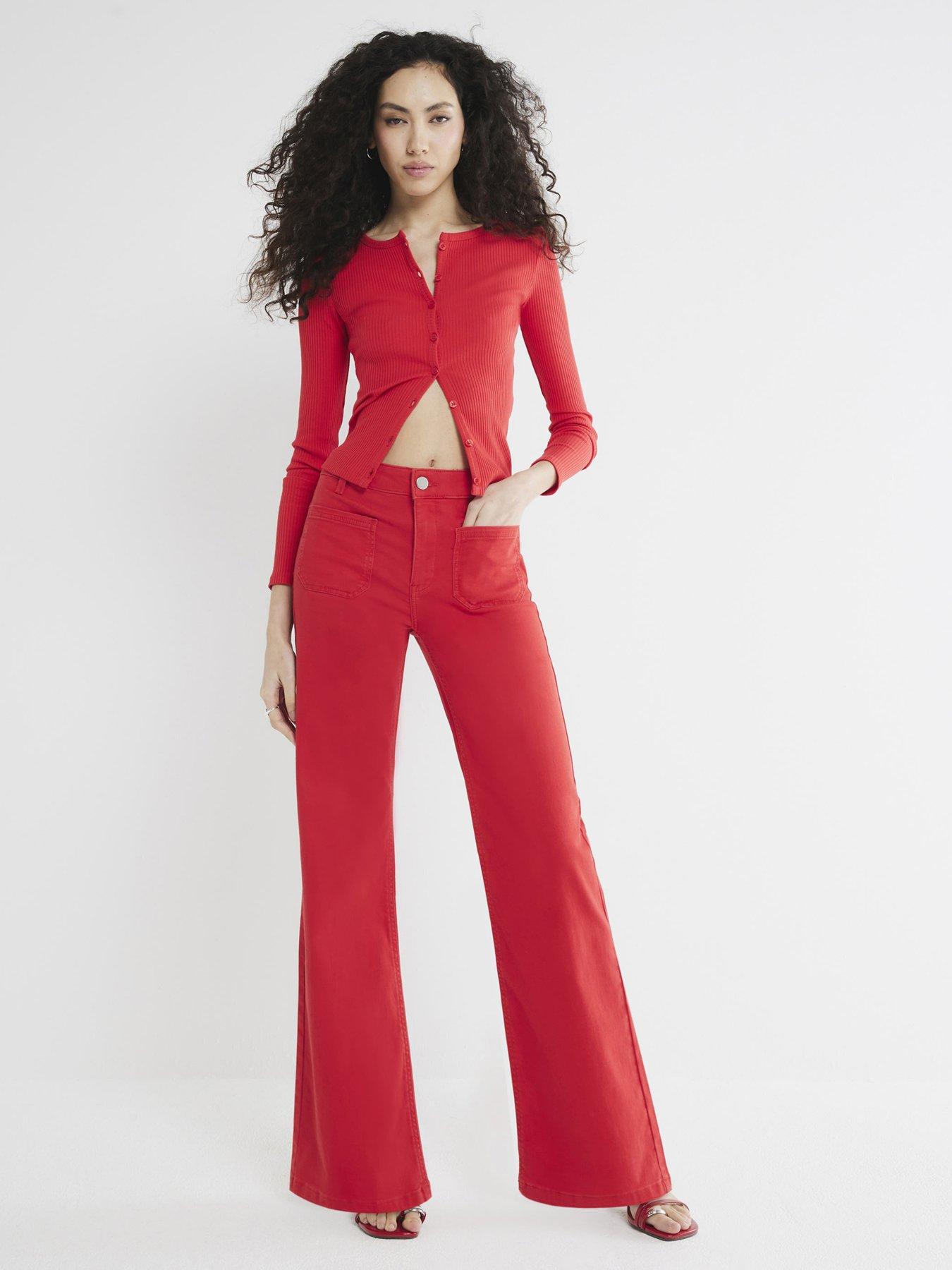undefined Pocket Front Wide Leg Jeans