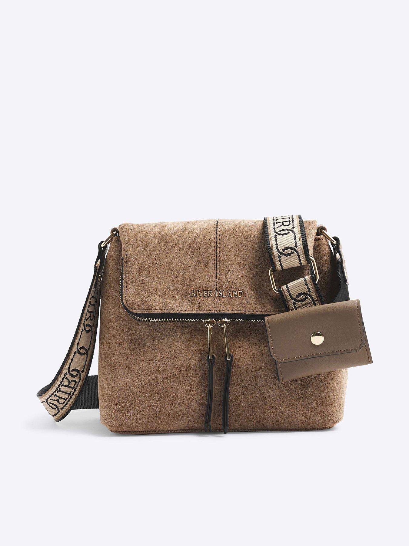  image of river-island-faux-suede-zipped-messenger-bag