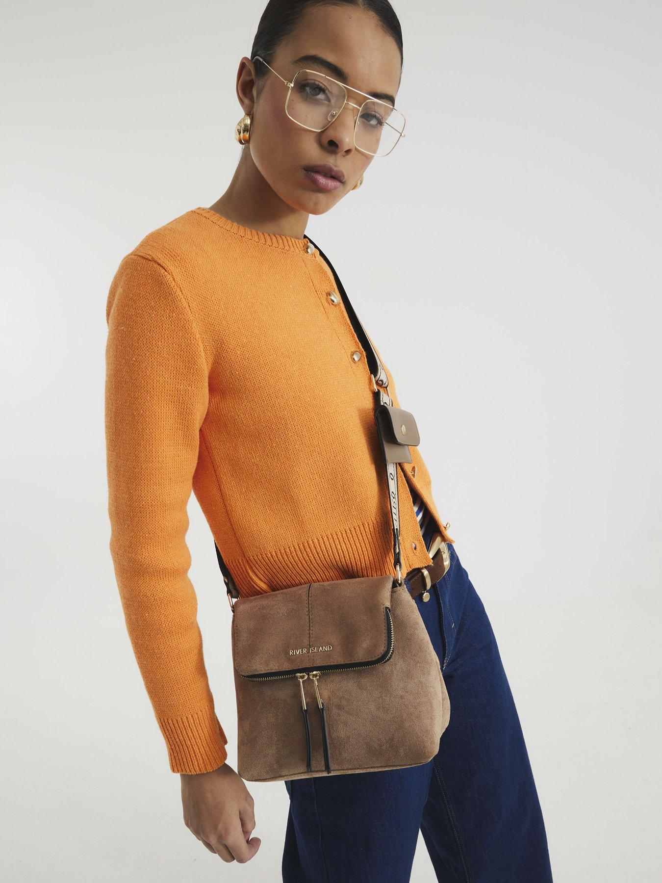  image of river-island-faux-suede-zipped-messenger-bag