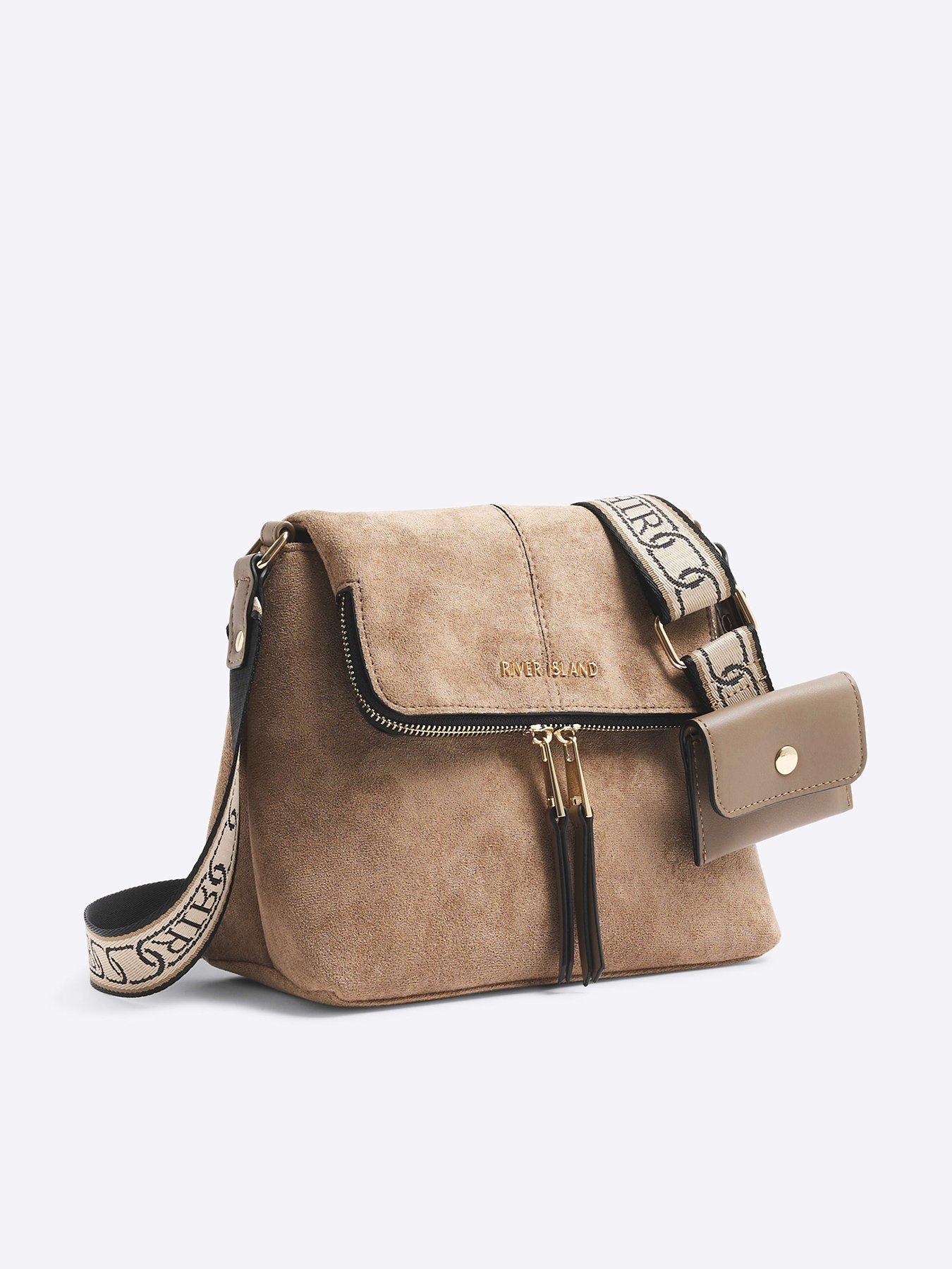  image of river-island-faux-suede-zipped-messenger-bag