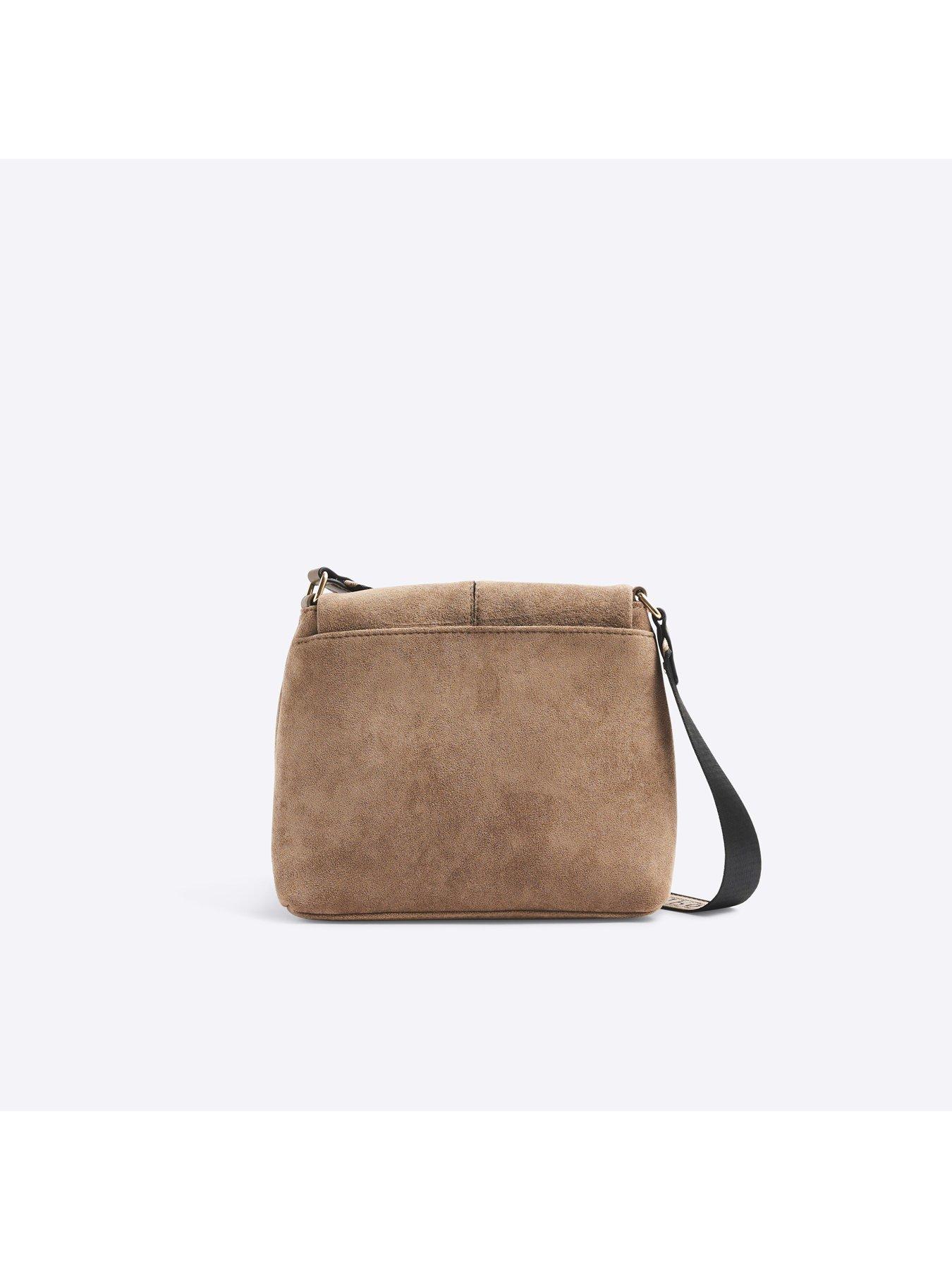  image of river-island-faux-suede-zipped-messenger-bag