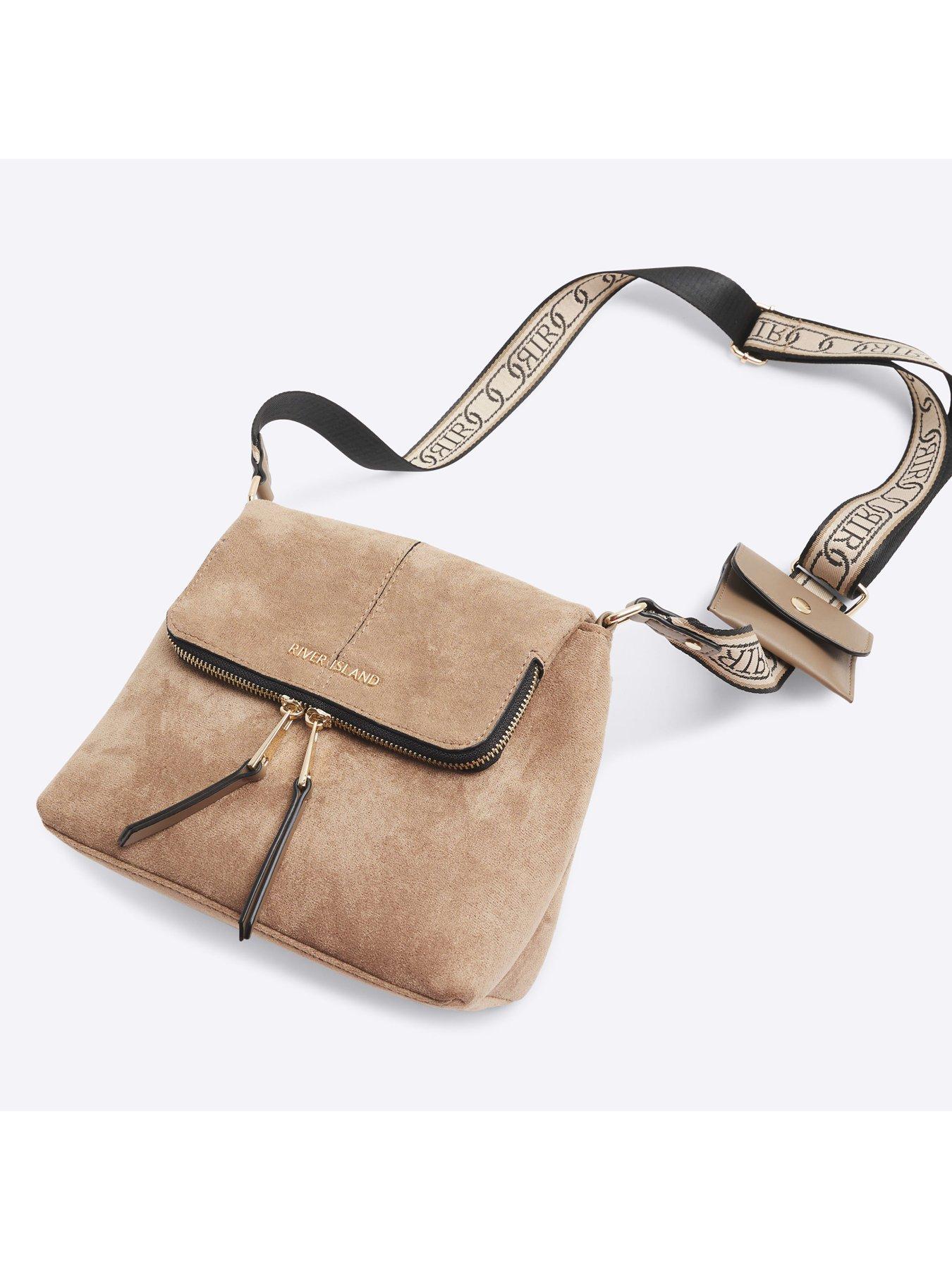  image of river-island-faux-suede-zipped-messenger-bag