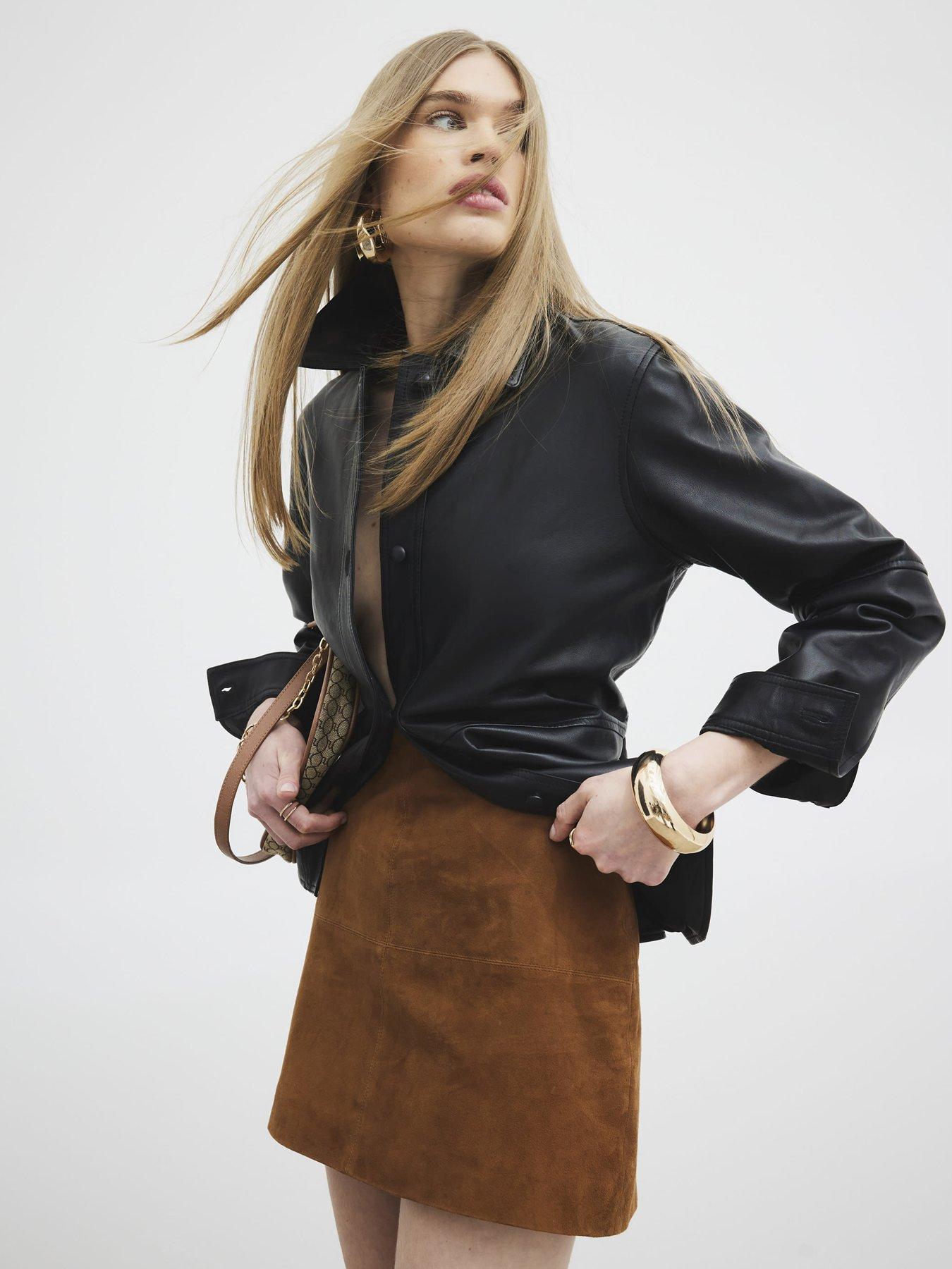 undefined Suede Mini Skirt - Brown