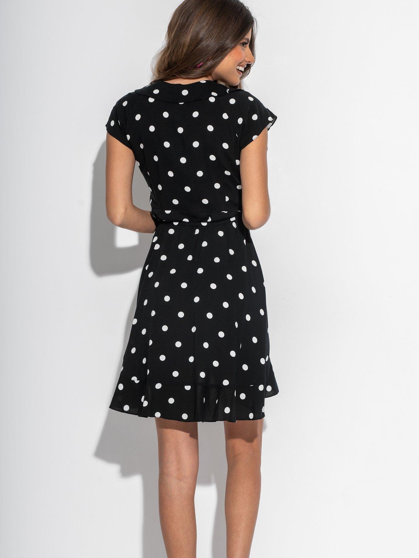  image of pour-moi-frill-wrap-beach-dress-with-lenzing-ecovero-viscose-blackwhite