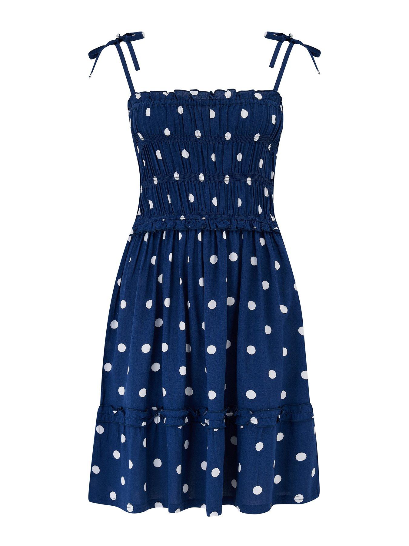 image of pour-moi-strapless-shirred-bodice-frill-beach-dress-multi
