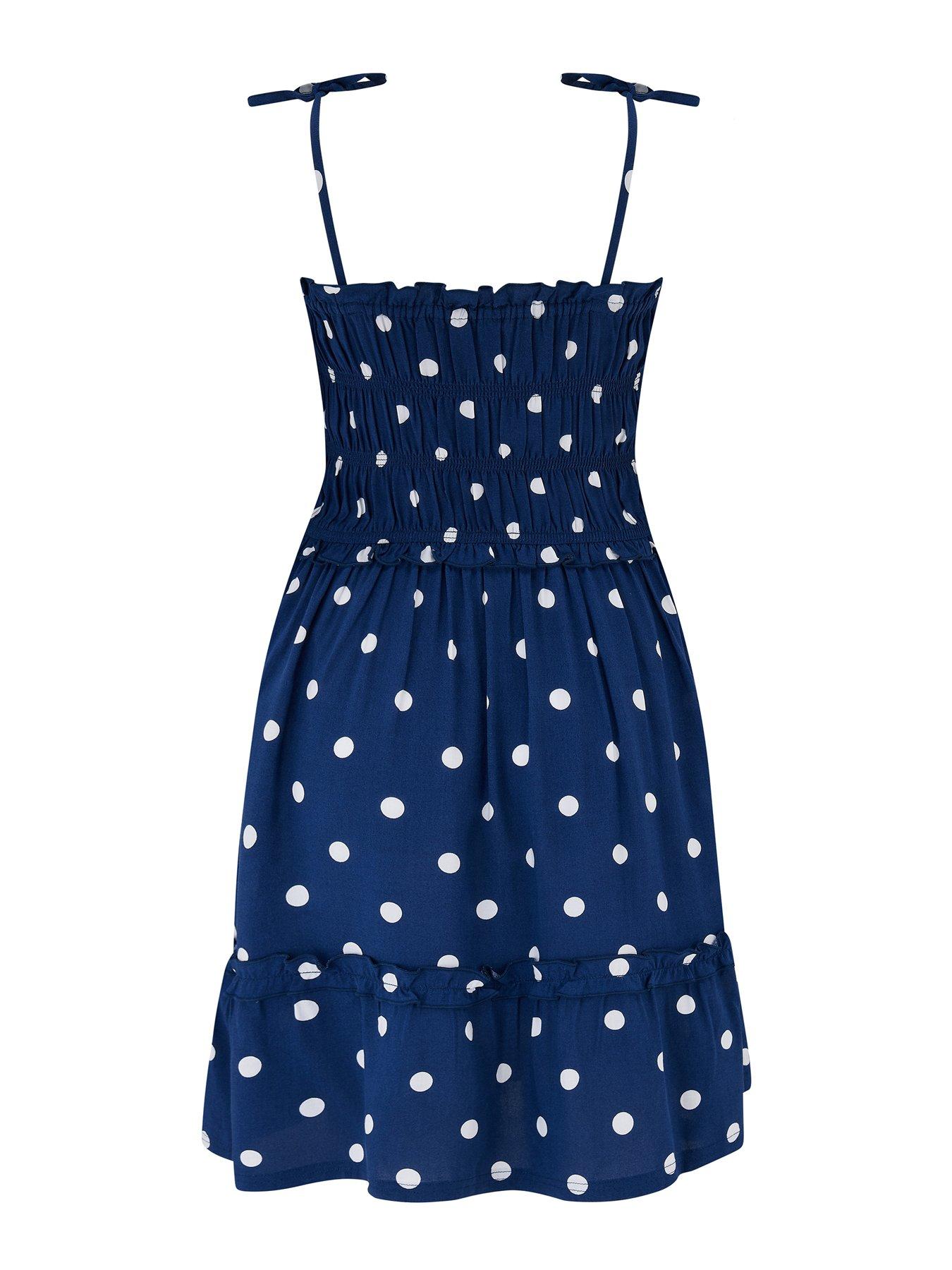  image of pour-moi-strapless-shirred-bodice-frill-beach-dress-multi
