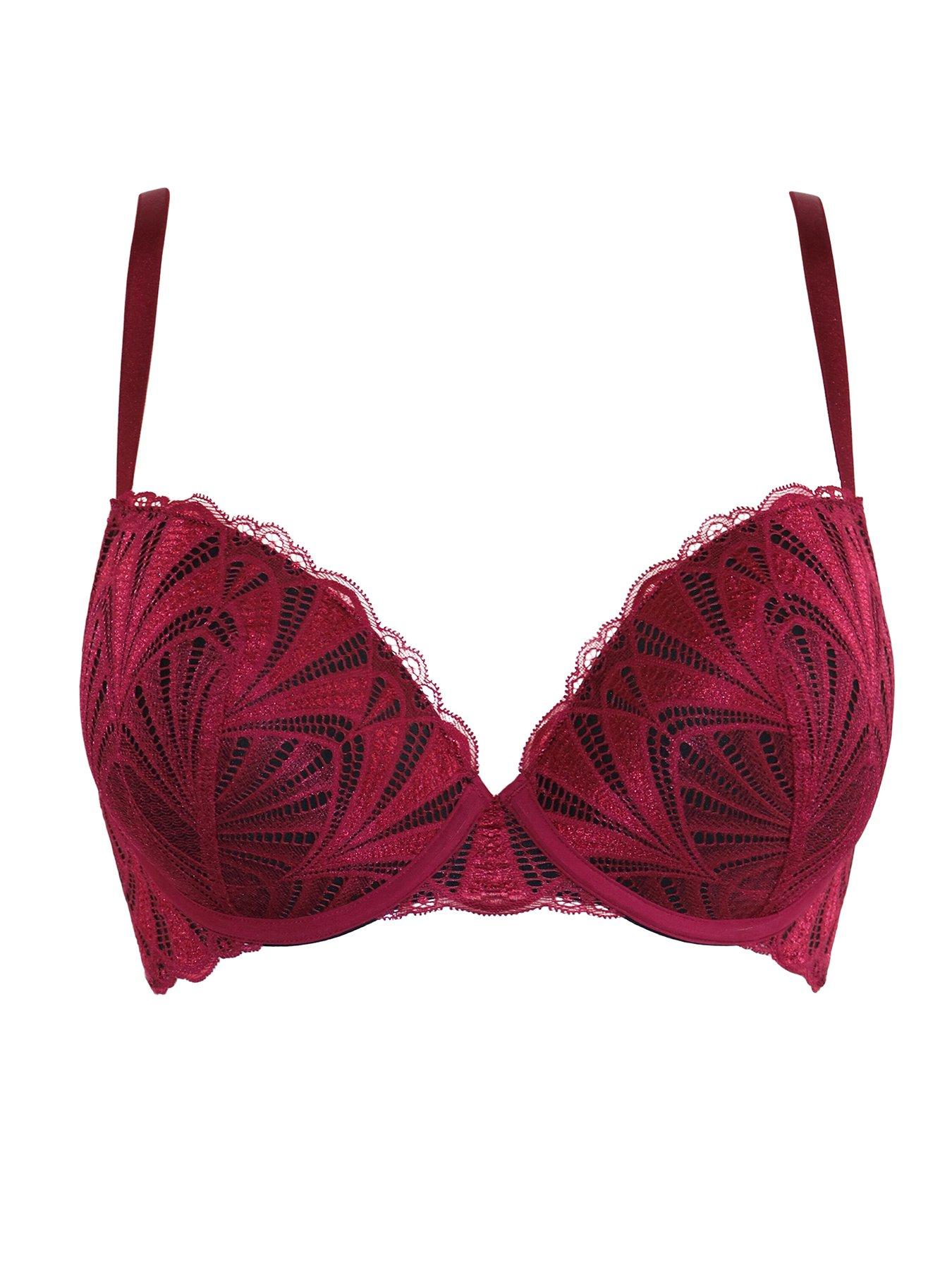 image of pour-moi-new-romance-padded-push-up-plunge-bra-dark-multi