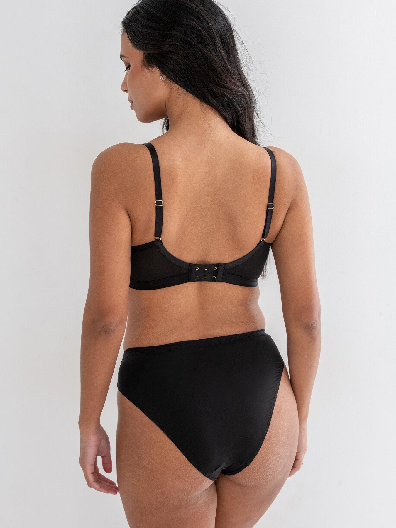 Image 2 of 4 of Pour Moi Geo Sculpt High Leg Midi Brief - Black
