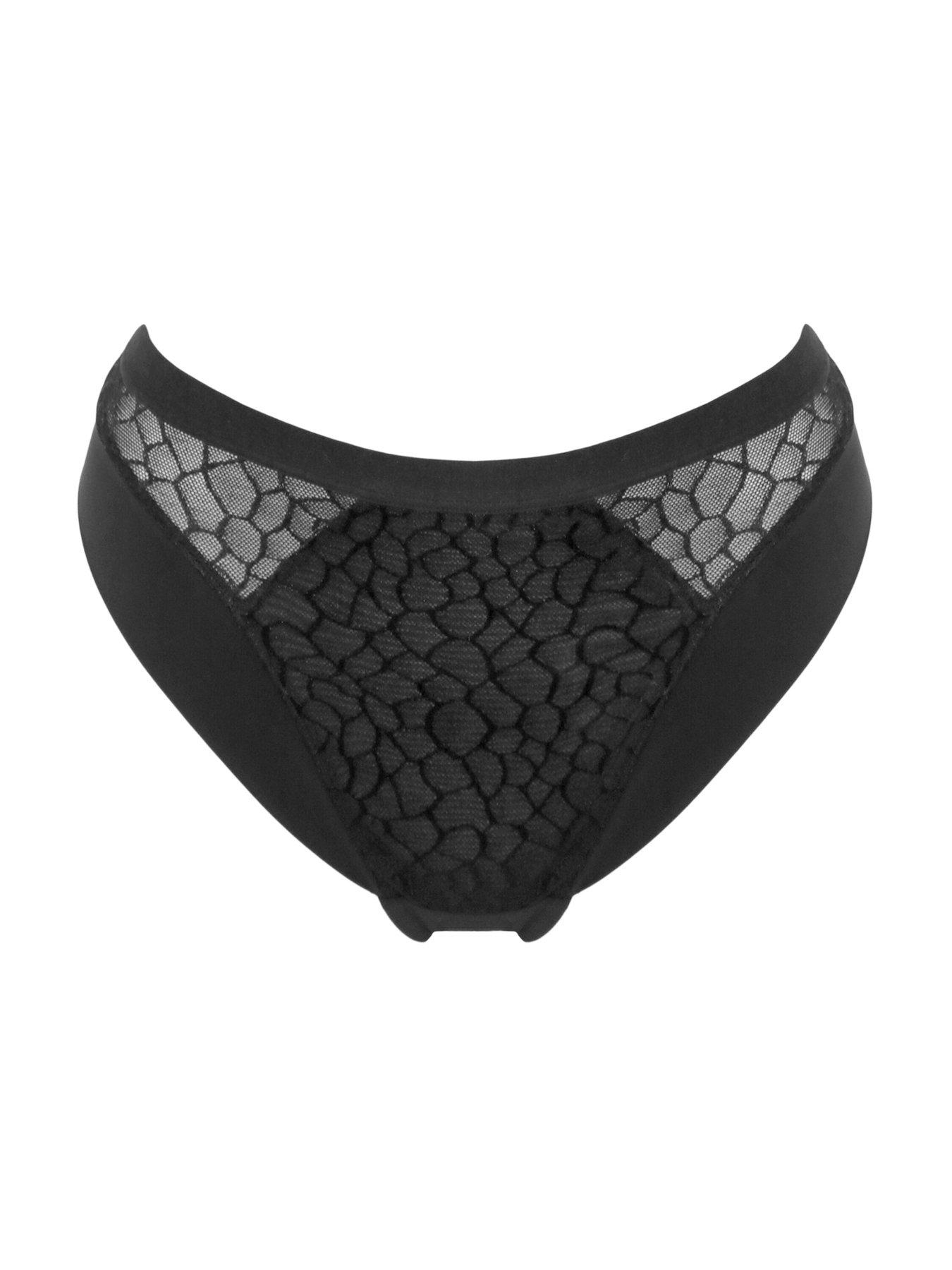 Image 3 of 4 of Pour Moi Geo Sculpt High Leg Midi Brief - Black