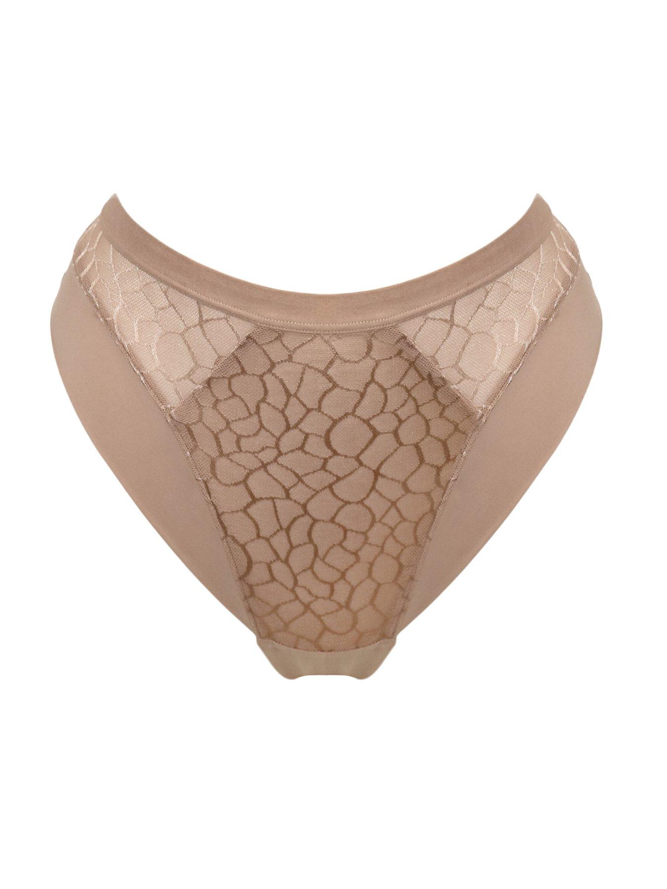 Image 3 of 4 of Pour Moi Geo Sculpt High Leg Midi Brief - Natural