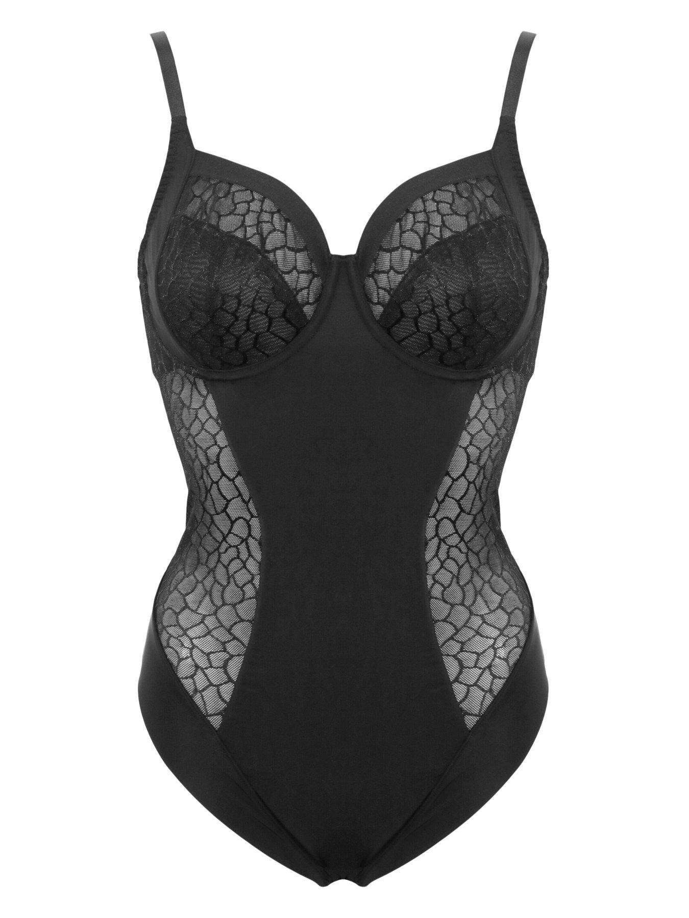 Image 3 of 4 of Pour Moi Geo Sculpt Smoothing Underwired Body - Black