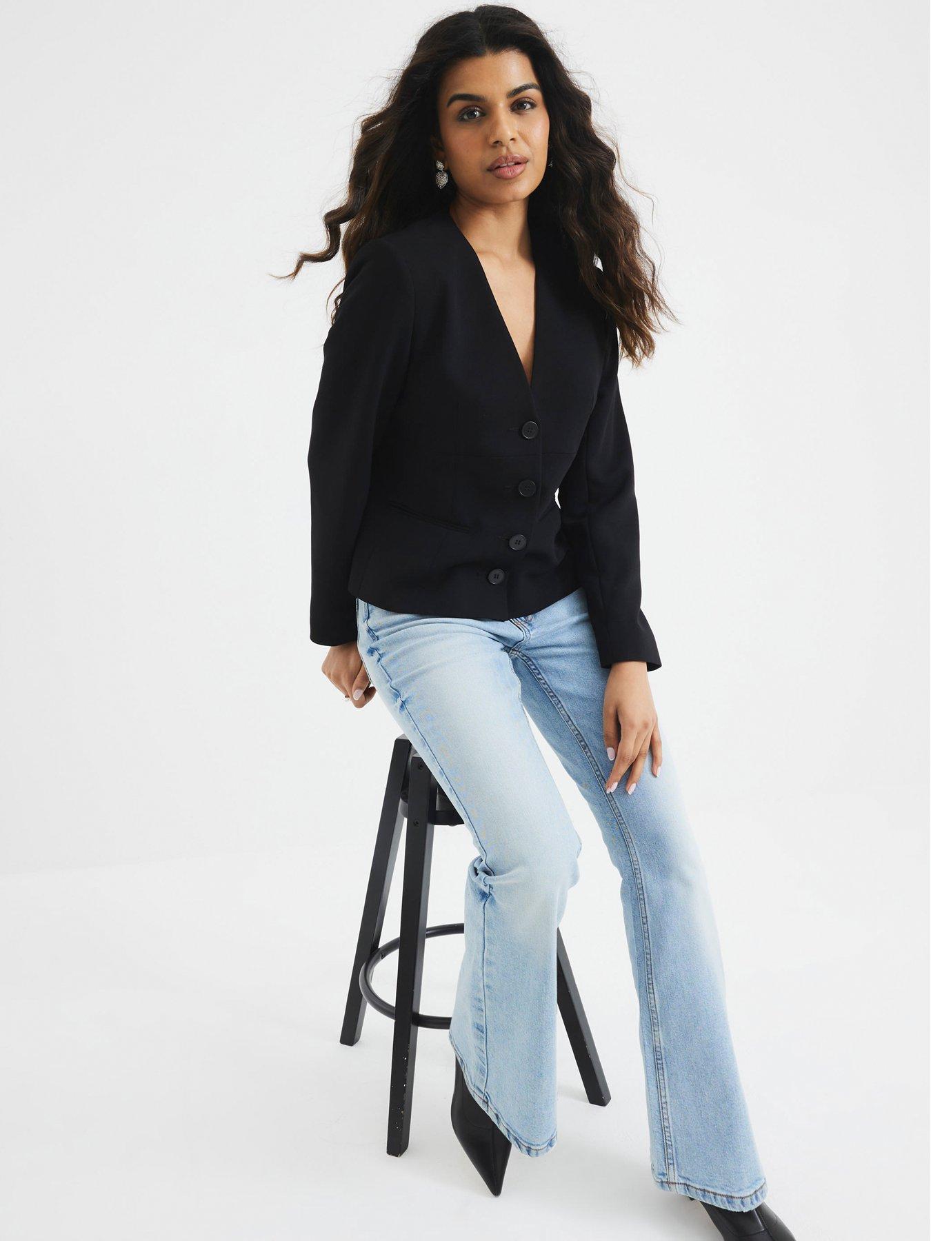 Image 3 of 5 of River Island Petite Bootcut Mid Rise Jeans - Blue