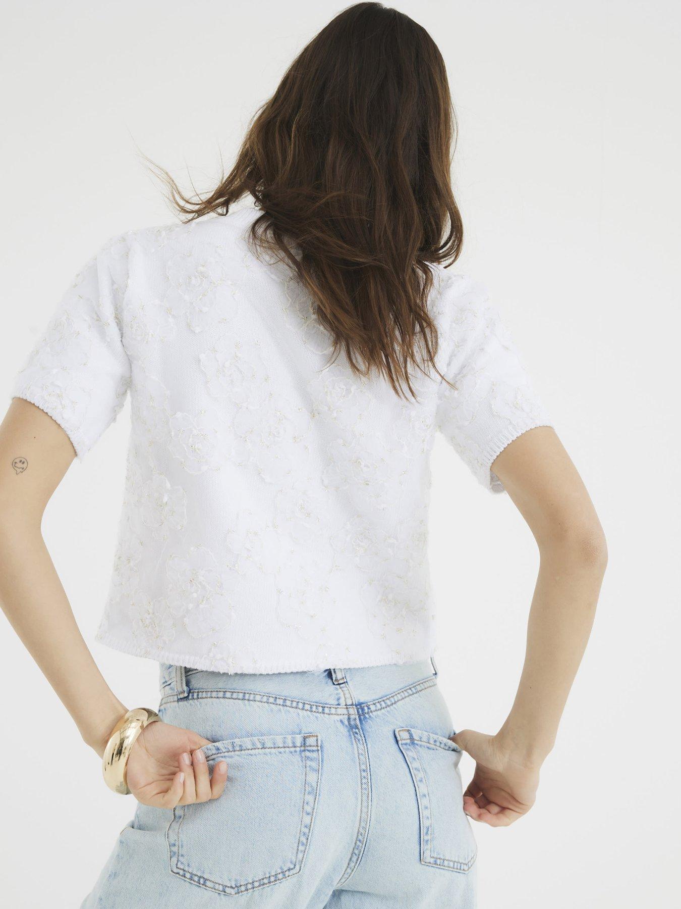  image of river-island-short-sleeve-floral-overlay-cardigan