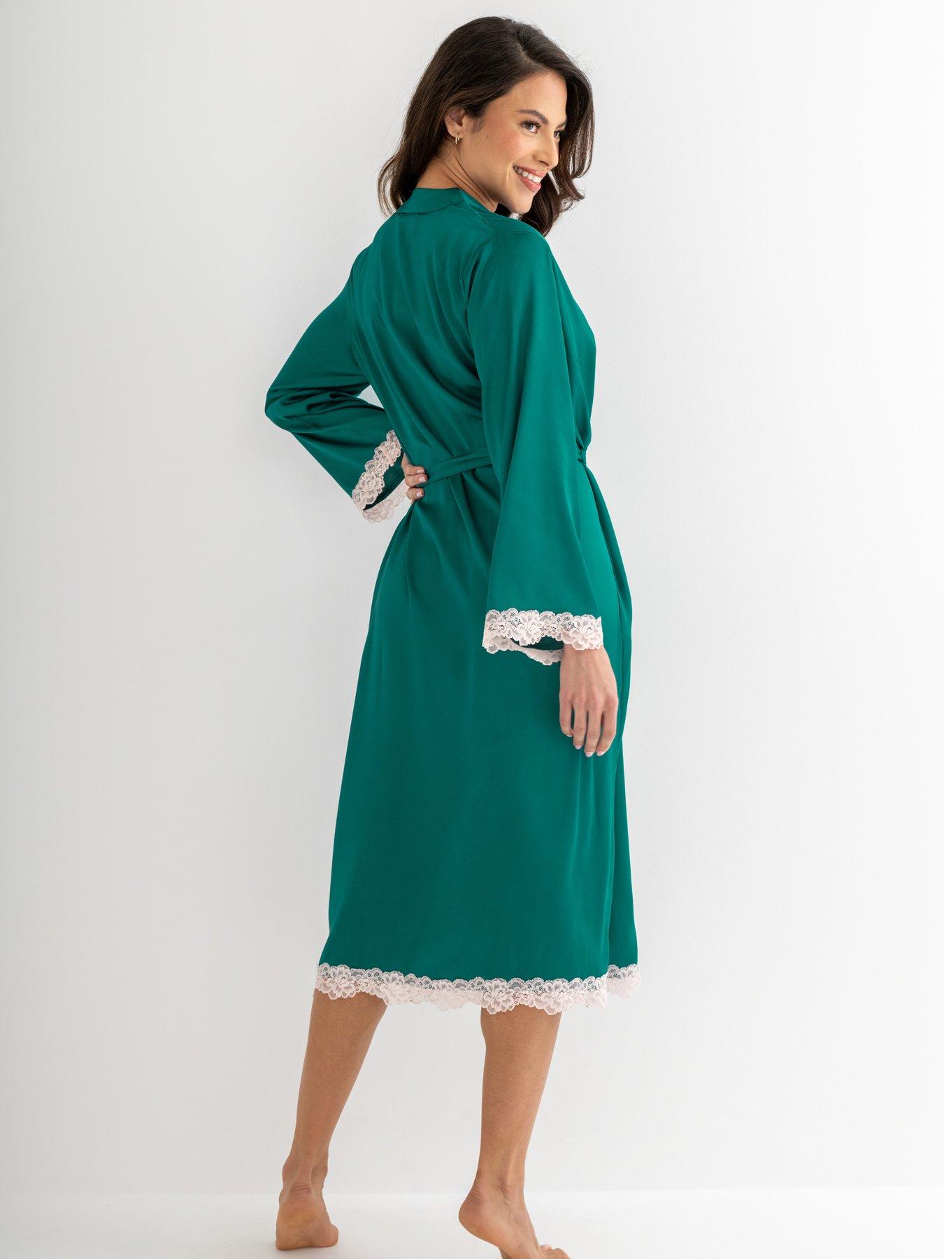  image of pour-moi-dusk-satin-and-lace-kimono-sleeve-dressing-gown