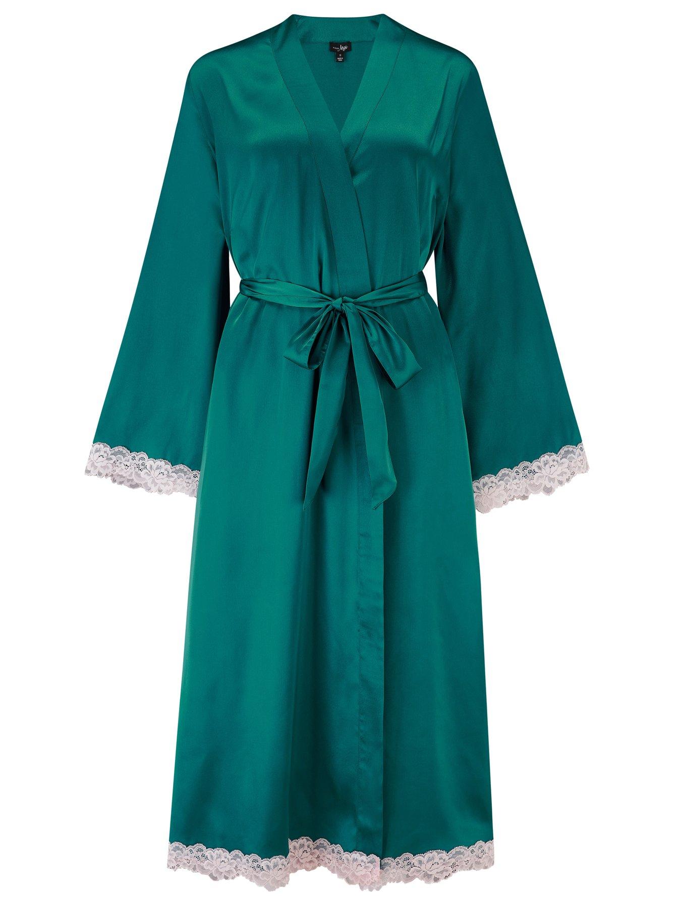  image of pour-moi-dusk-satin-and-lace-kimono-sleeve-dressing-gown