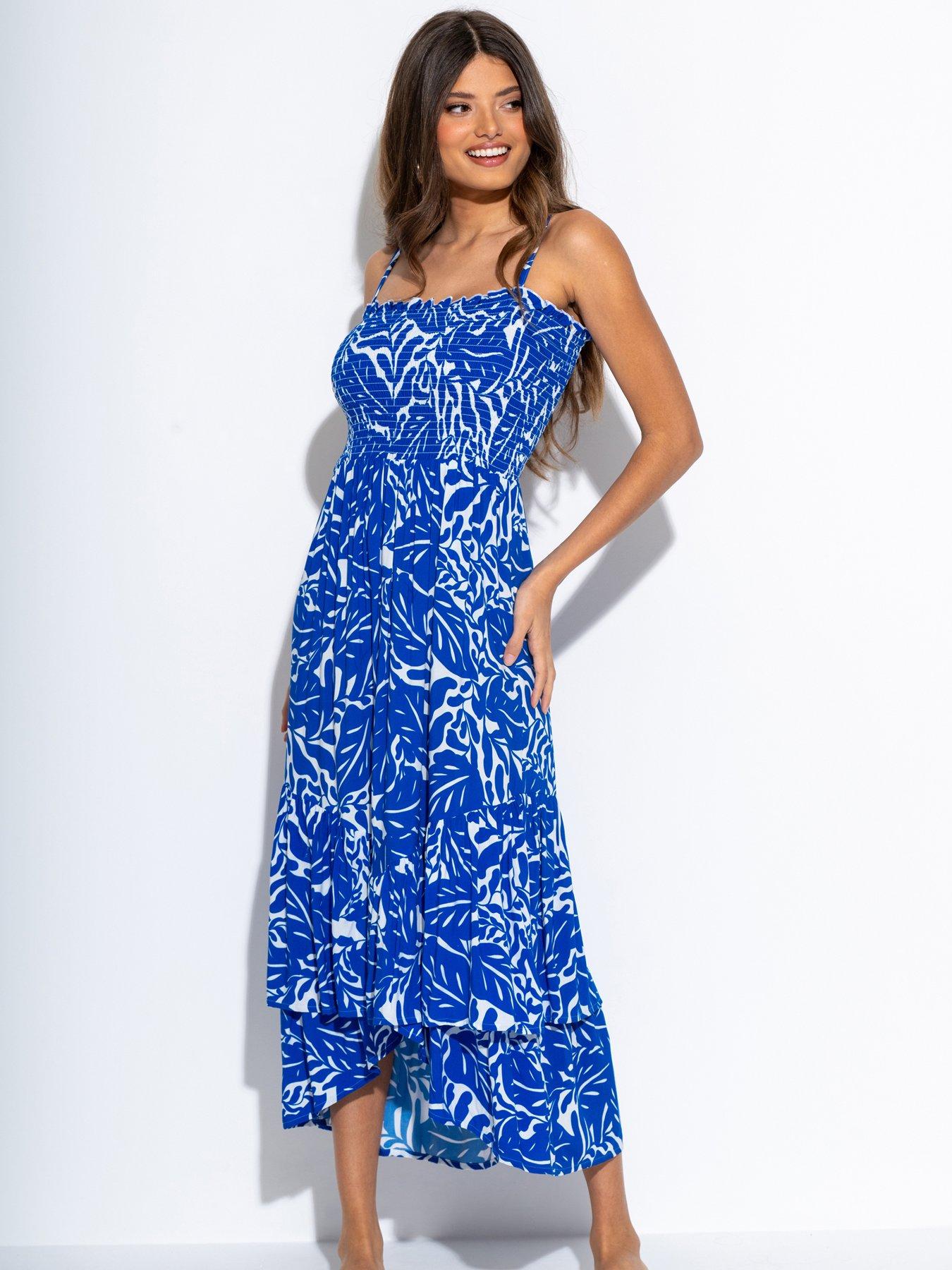 undefined Strapless Asymmetric Tiered Woven Maxi Dress