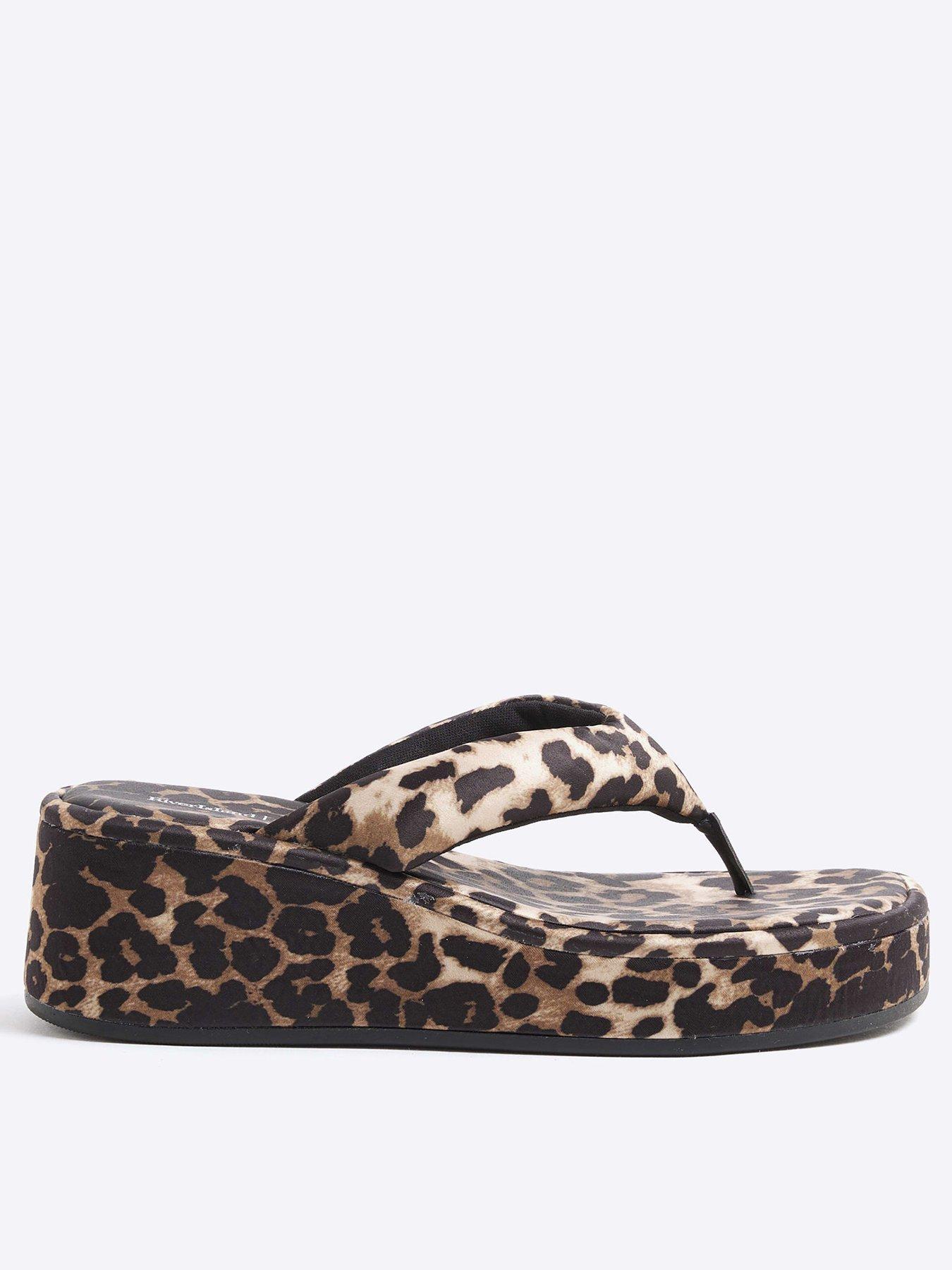undefined Toe Thong Leopard Print Sandals