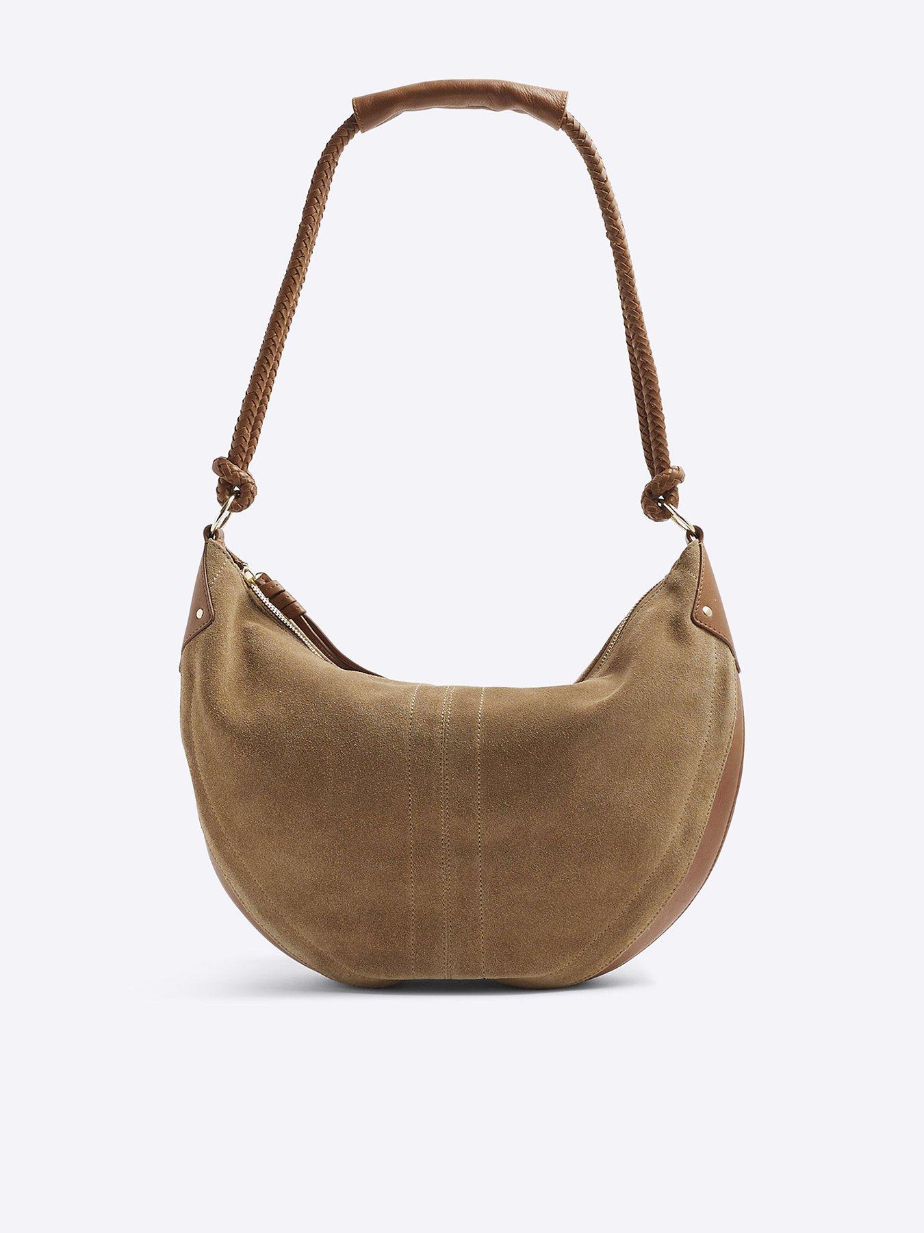  image of river-island-suede-knot-handle-slouchy-shoulder-bag