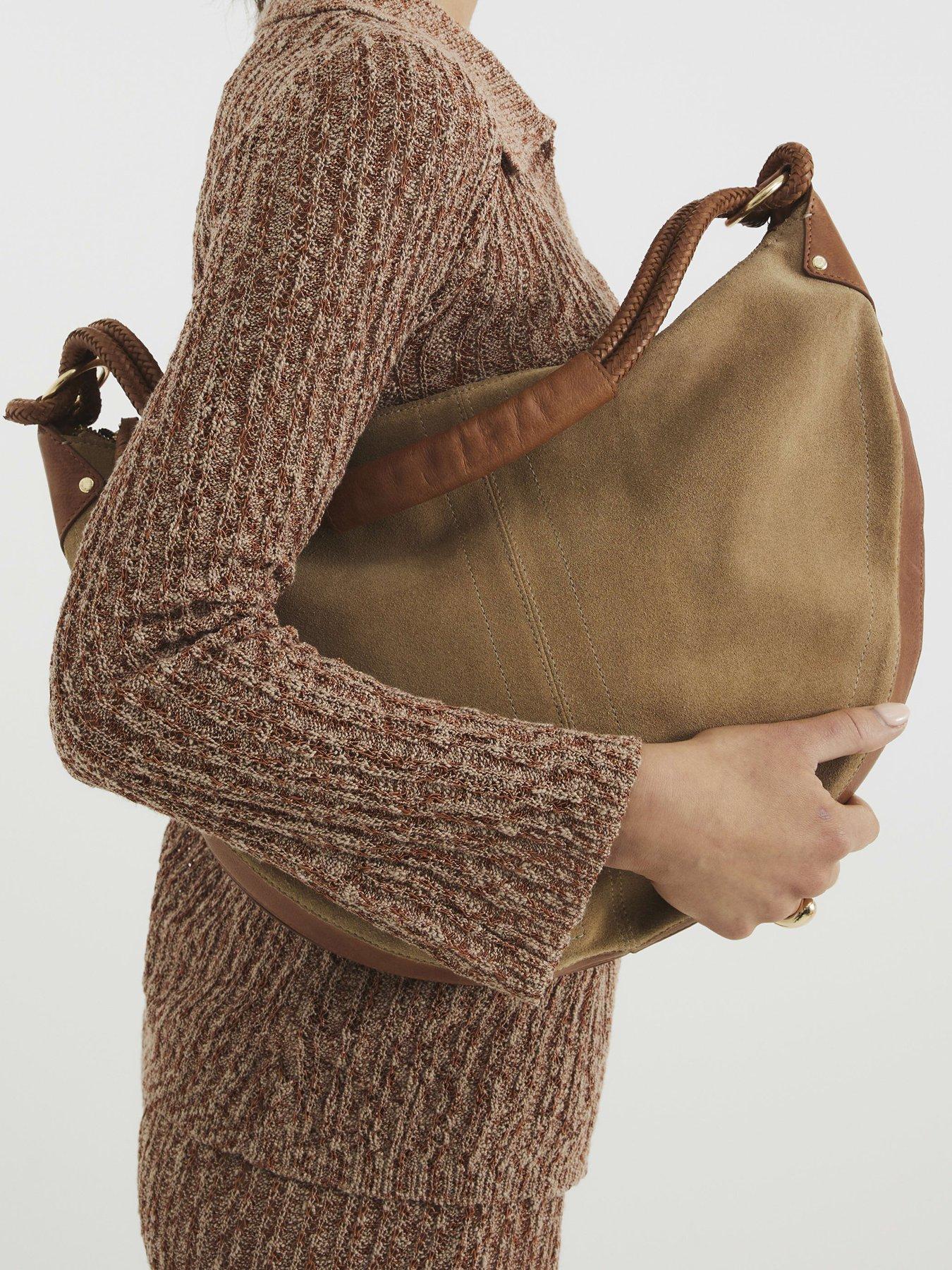  image of river-island-suede-knot-handle-slouchy-shoulder-bag