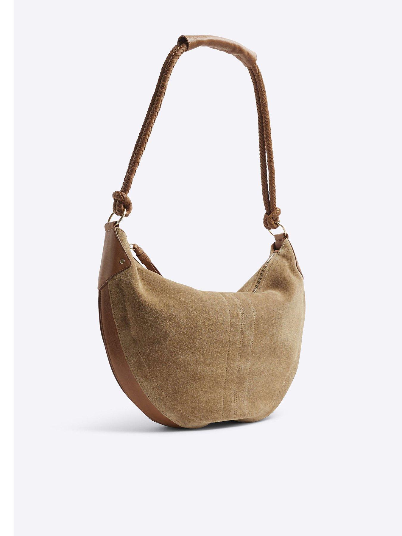  image of river-island-suede-knot-handle-slouchy-shoulder-bag
