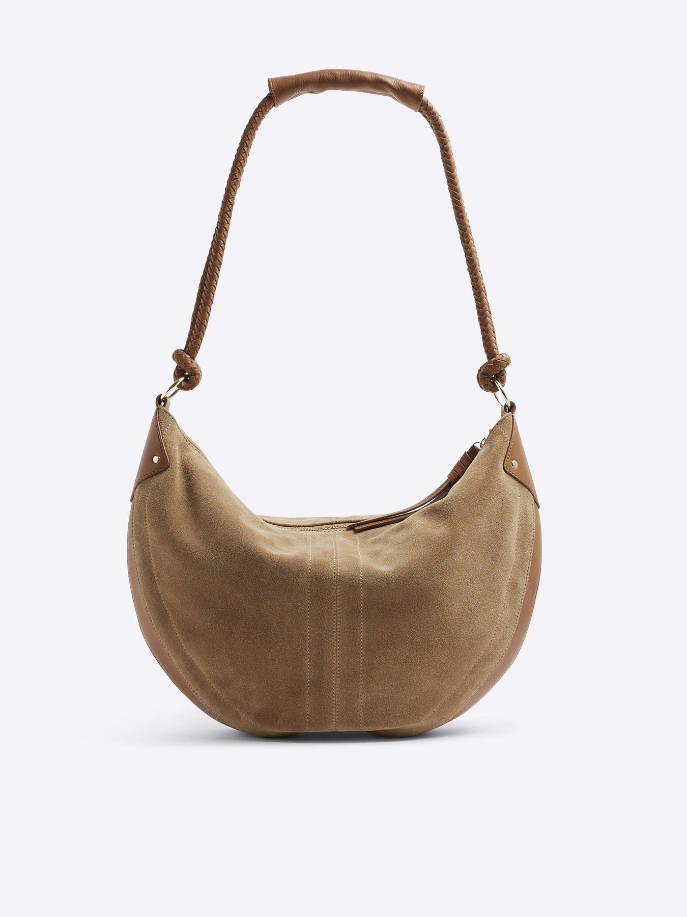  image of river-island-suede-knot-handle-slouchy-shoulder-bag