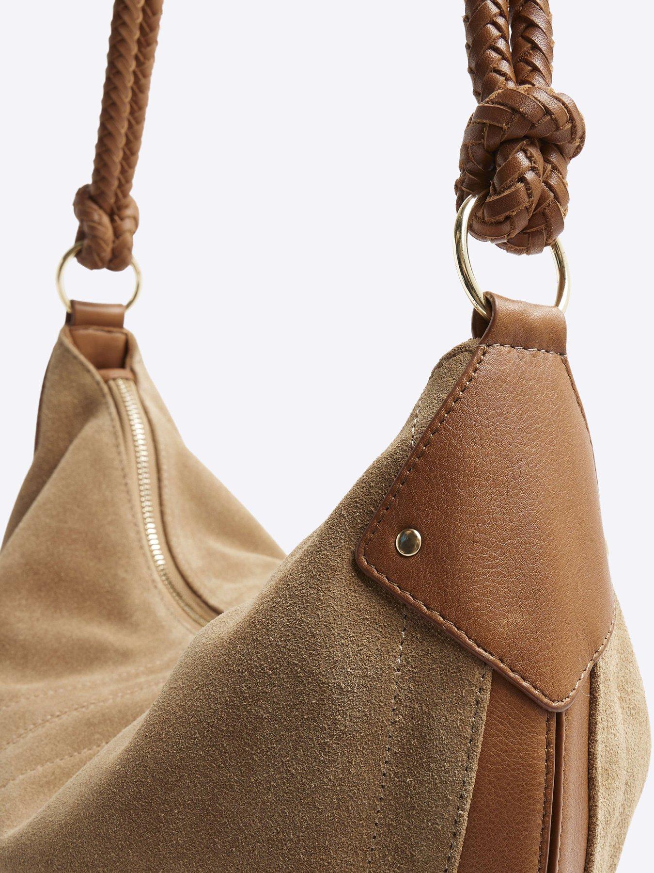  image of river-island-suede-knot-handle-slouchy-shoulder-bag